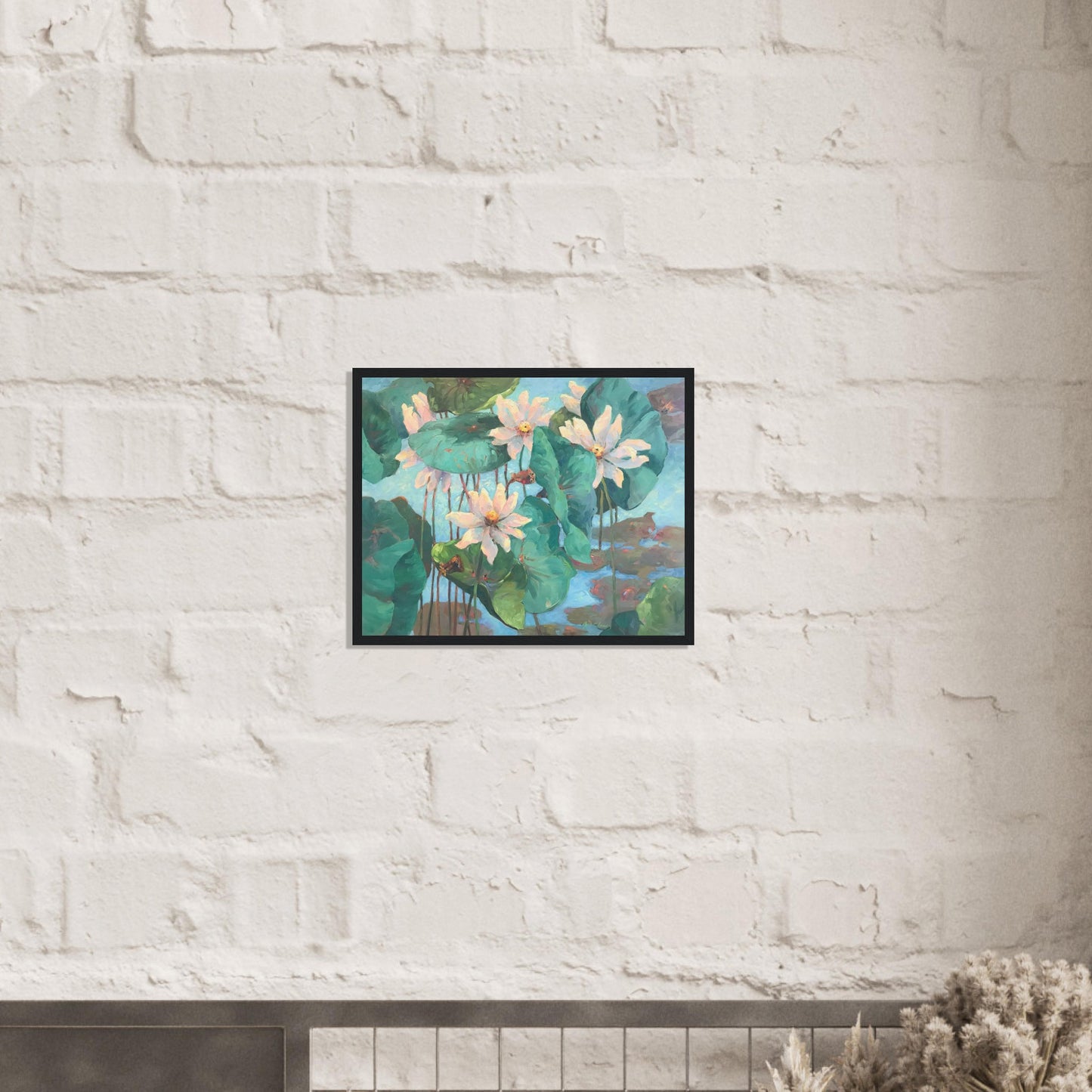 "Lily Pads" Floral Wooden Framed 16x20 Art Print by Barbara Cleary Designs