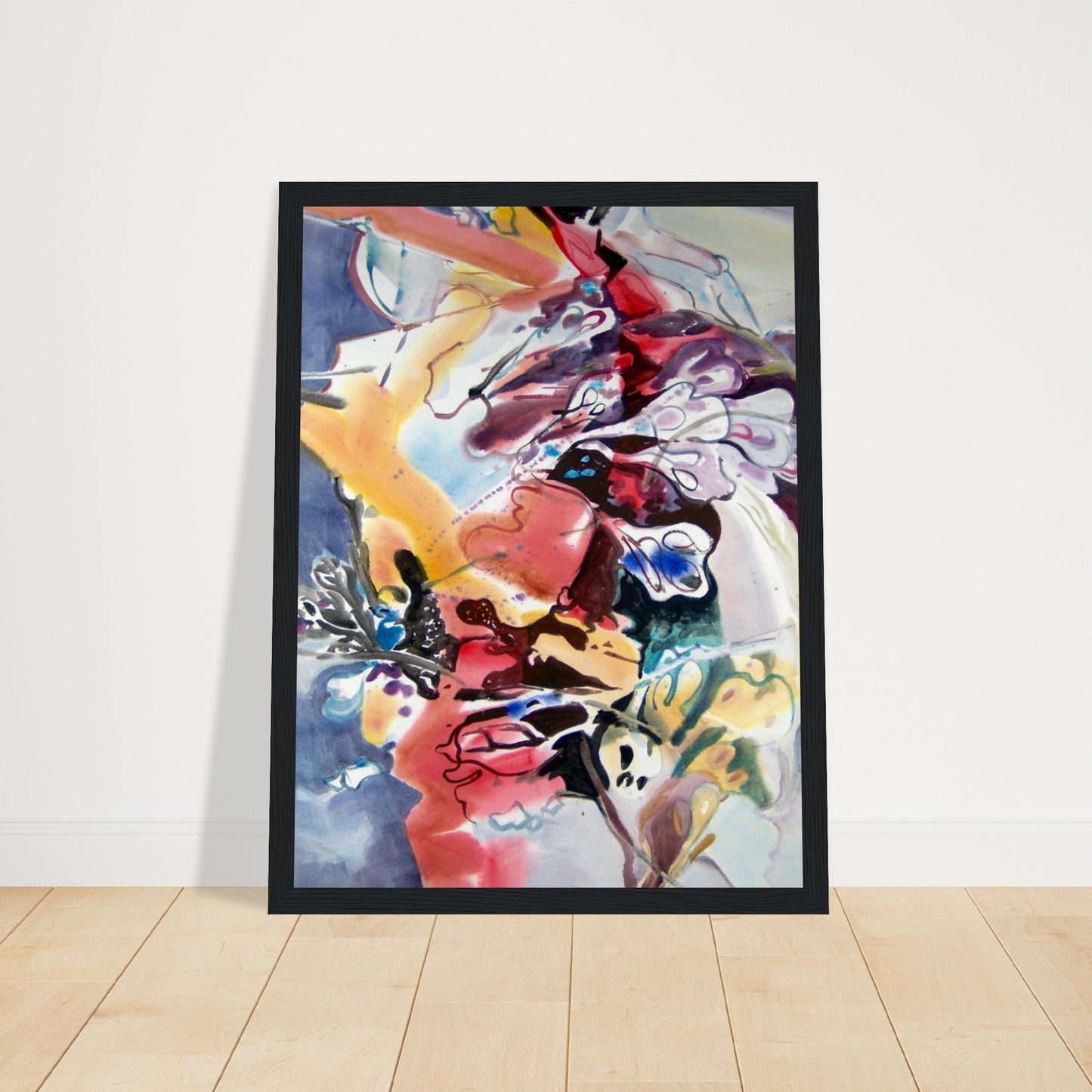 ‘Floral Fantasy' Abstract I 12x16 inch Wooden Framed Art Print I Original Artwork by American Artist Barbara Cleary