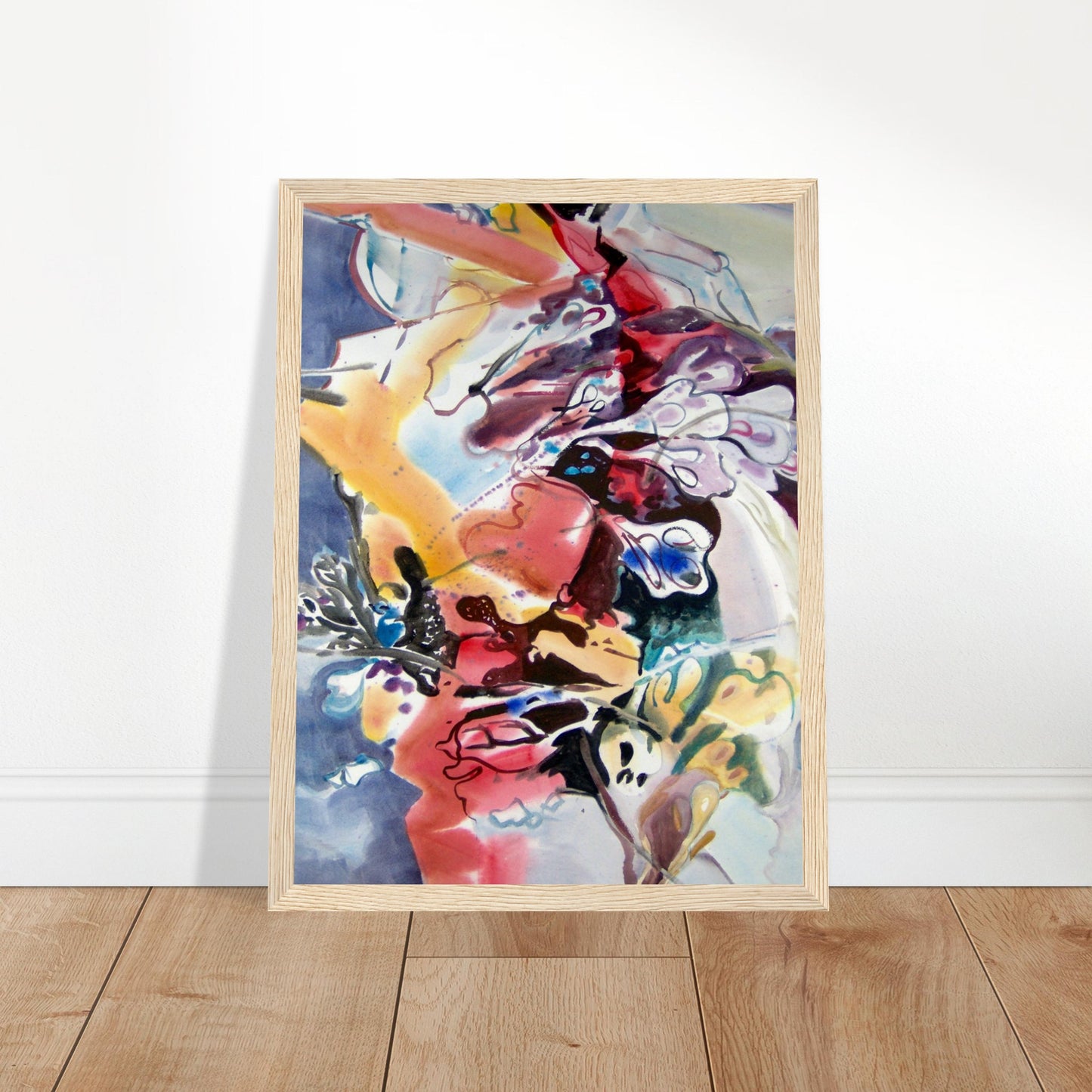 ‘Floral Fantasy' Abstract I 12x16 inch Wooden Framed Art Print I Original Artwork by American Artist Barbara Cleary