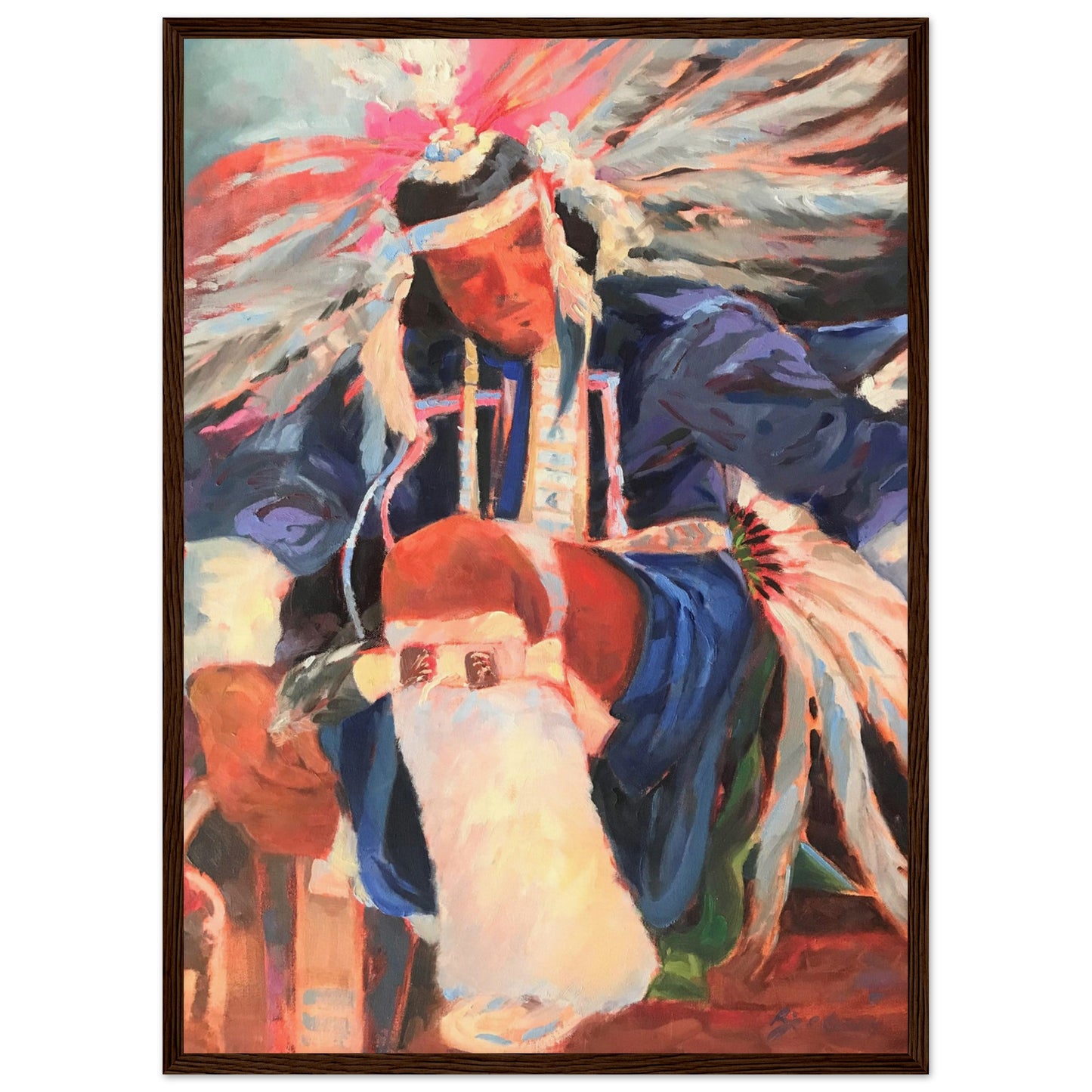 'War Dancer' I 20x28 inch Wooden Framed Art Print I Original Artwork by American Artist Barbara Cleary