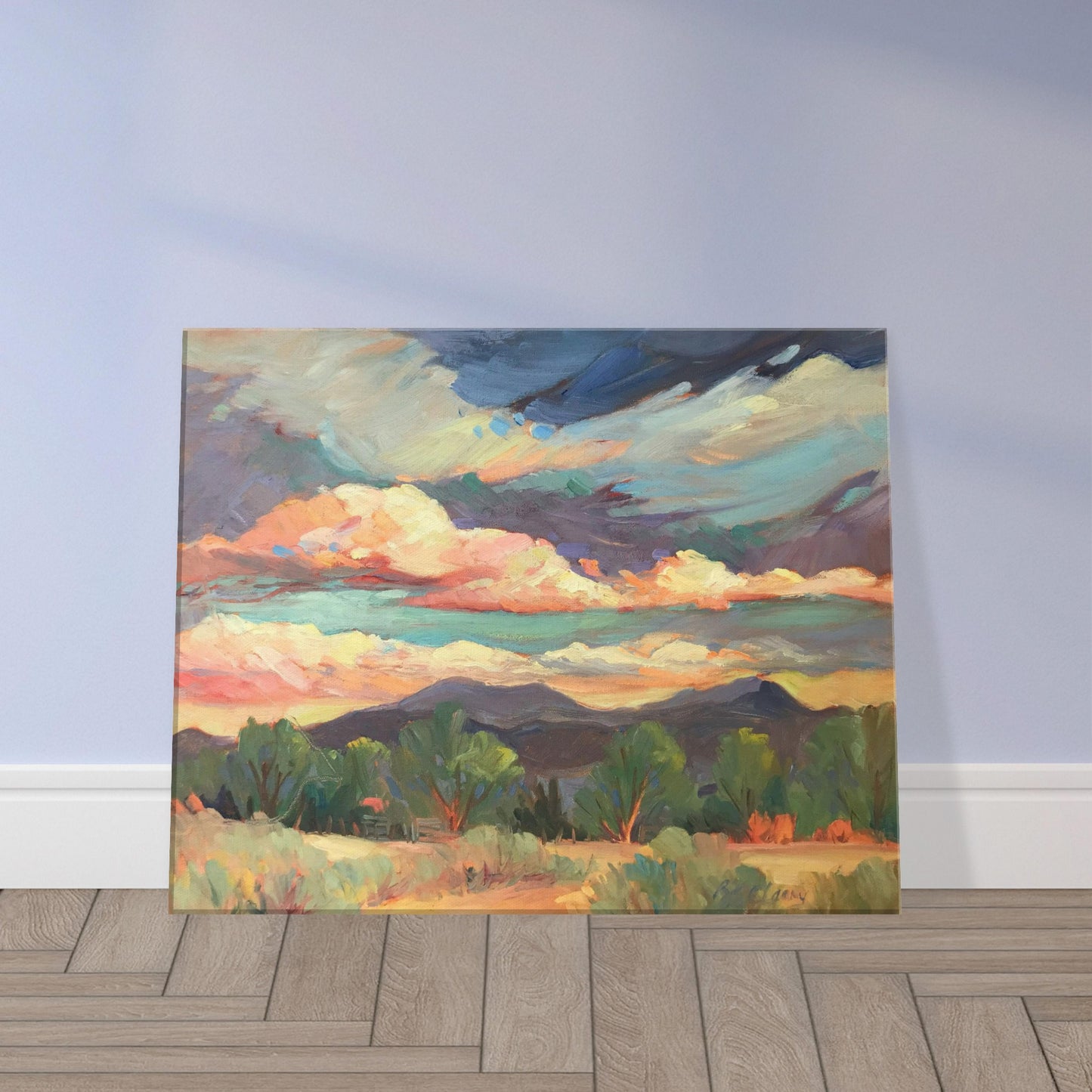 'New Mexico Sky' Southwestern Landscape I 16x20 inch Art Print on Canvas I Original Artwork by American Artist Barbara Cleary I F53