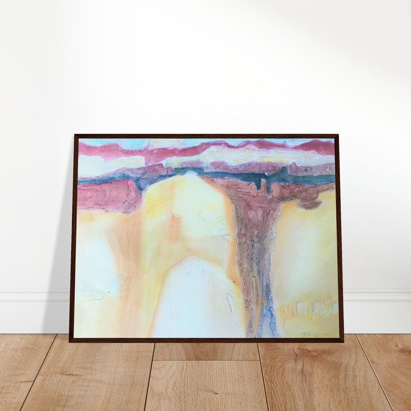 'Southwest Mixed Media' Abstract I 24x32 inch Wooden Framed Art Print I Original Artwork by American Artist Barbara Cleary