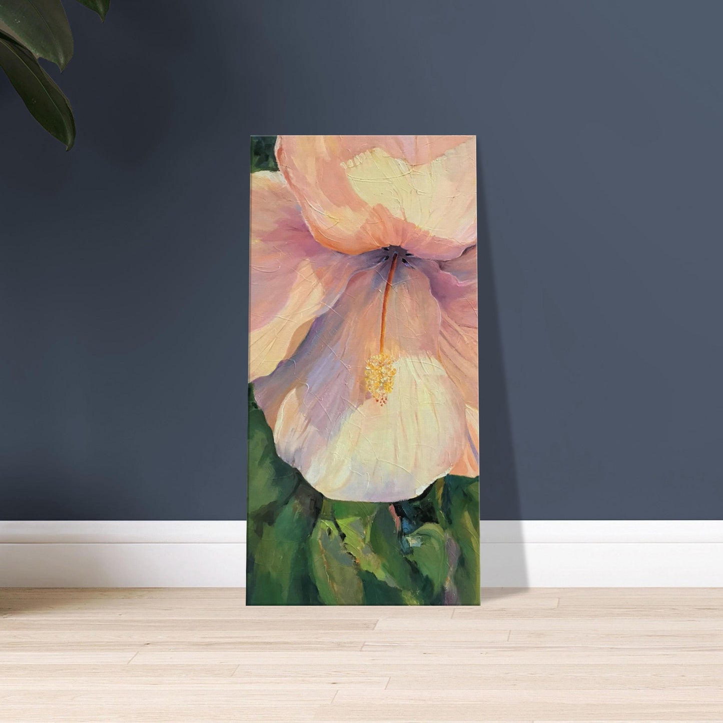 'Pink Hibiscus' Floral I 16x32 inch Art Print on Canvas I Original Artwork by American Artist Barbara Cleary | Barbara Cleary Designs