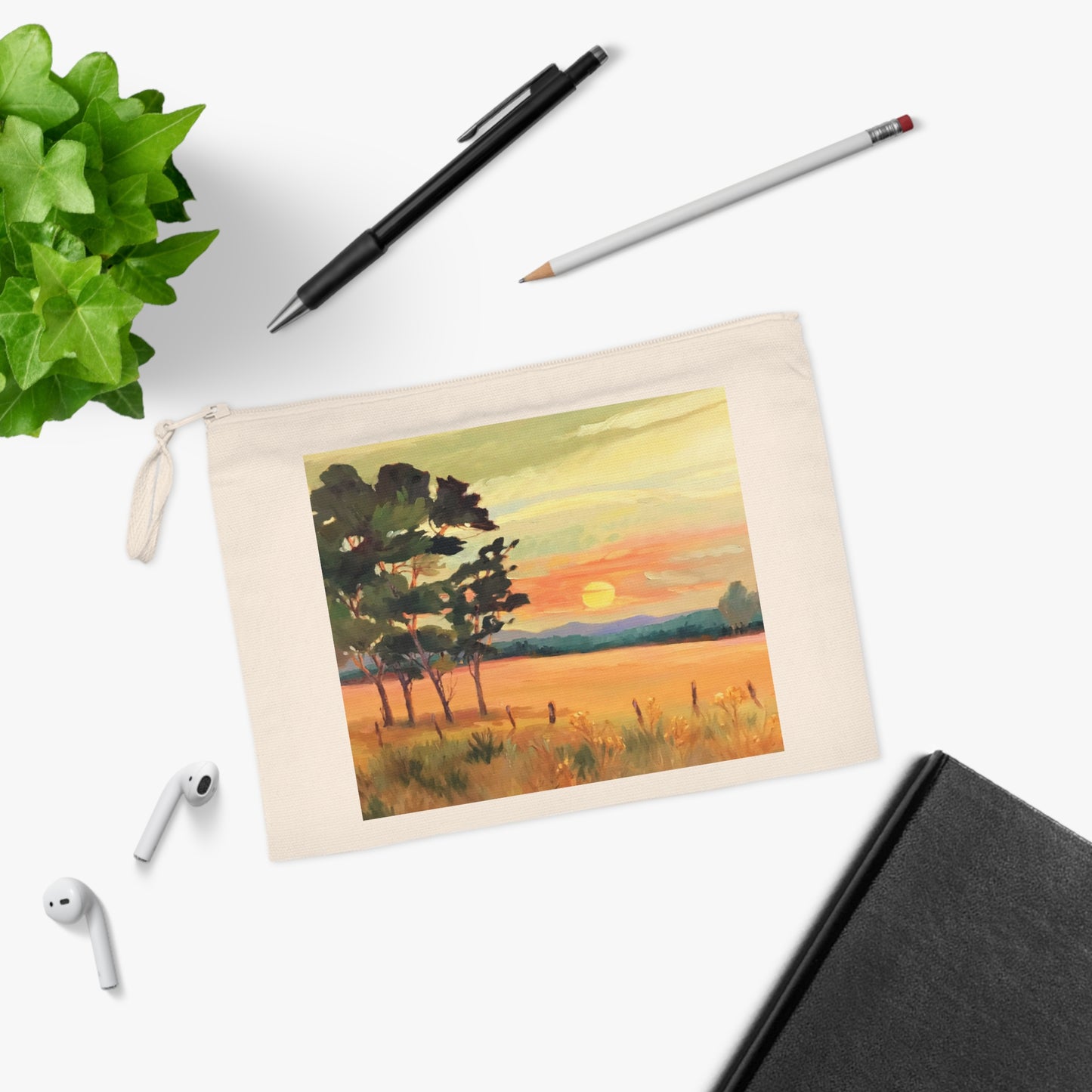 Eco-Friendly Pouch with 'Sunrise' I Original Artwork by American Artist Barbara Cleary