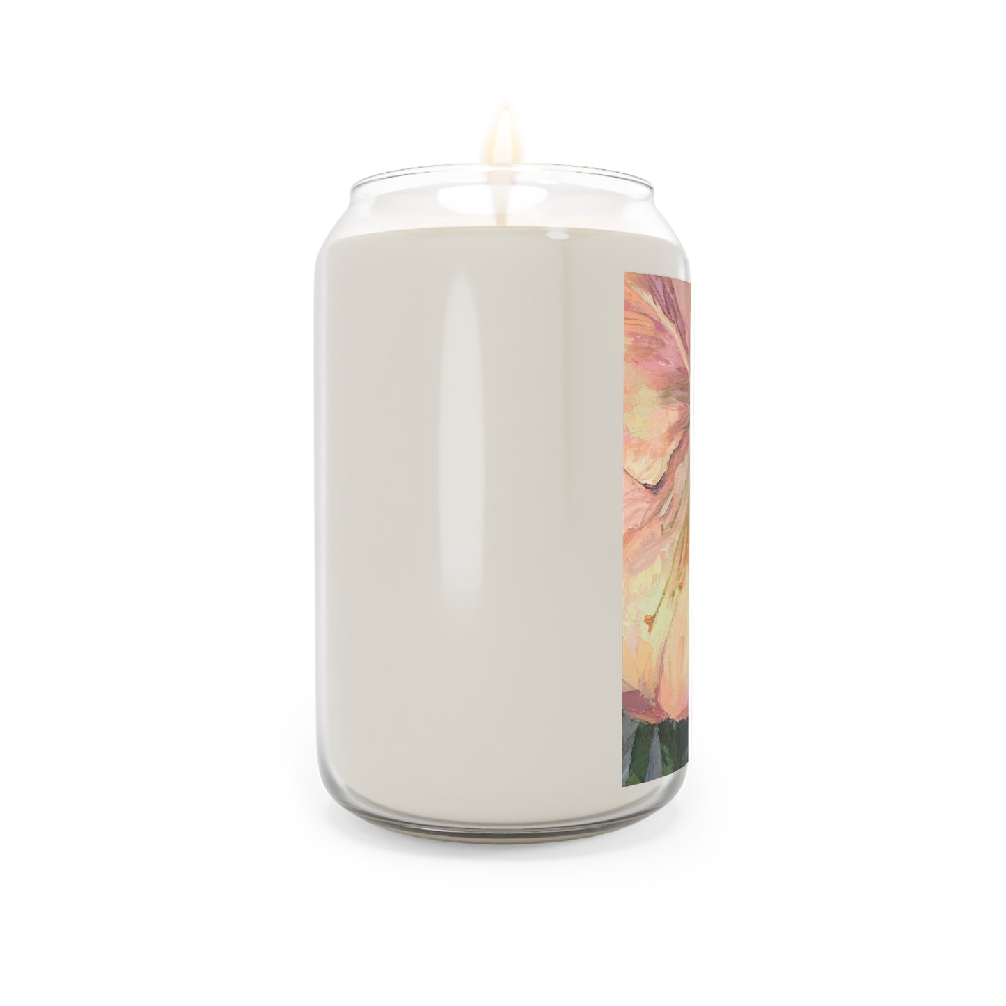13.75oz Eco-Friendly Scented or Unscented Soy Wax Candle Jar with 'Amaryllis' Artwork by American Artist Barbara Cleary