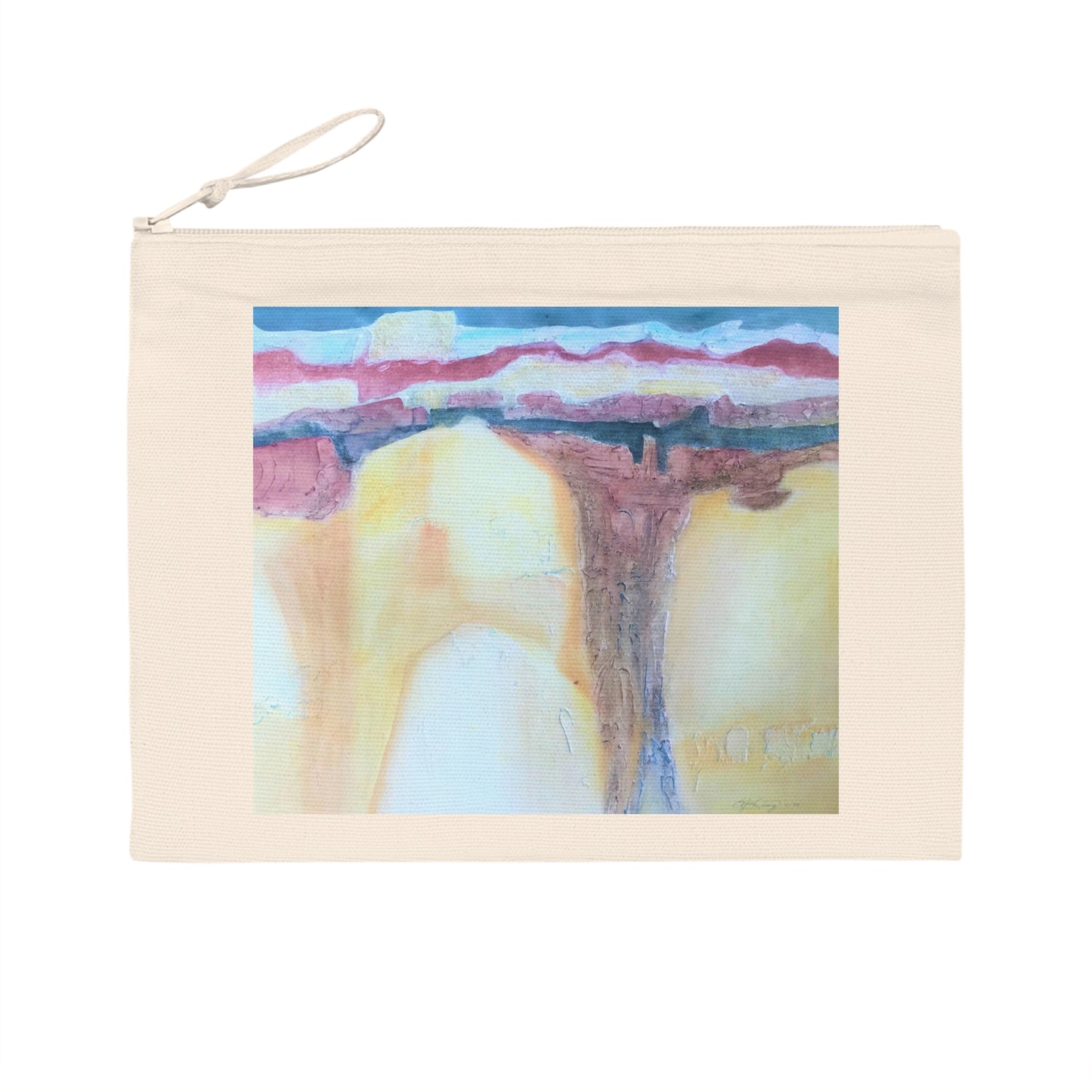 Eco-Friendly Pouch with 'Southwest Mixed Media' I Original Artwork by American Artist Barbara Cleary