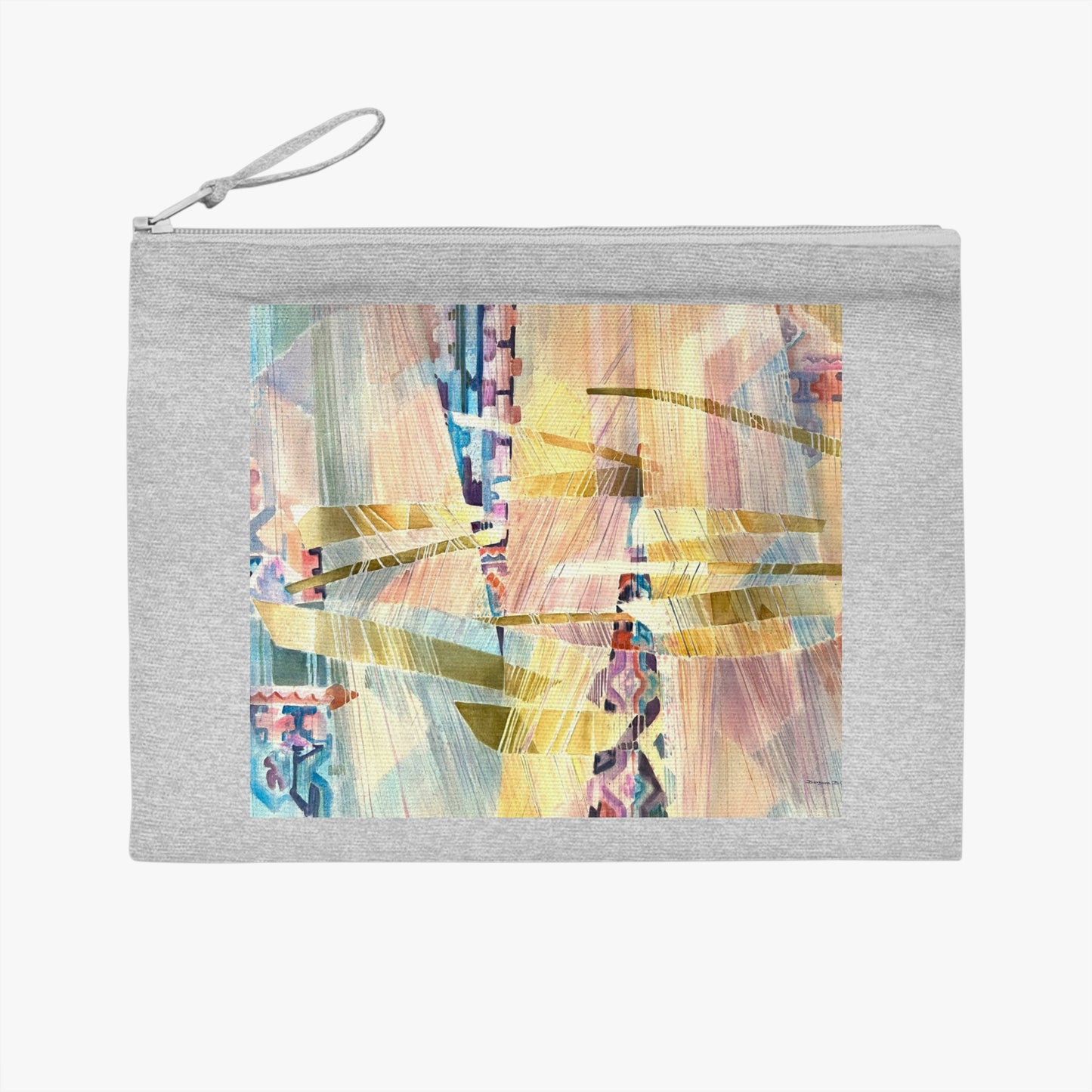 Eco-Friendly Pouch with 'Loom Series' Abstract I Original Artwork by American Artist Barbara Cleary