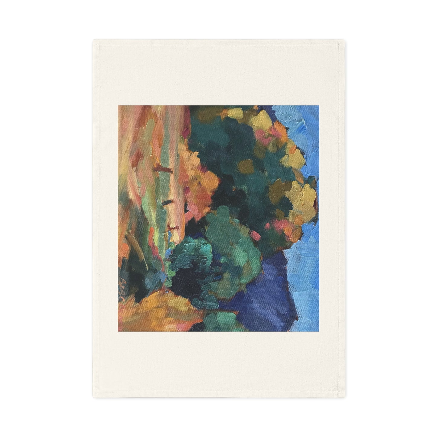 'New Mexico Meadow' Landscape Organic Cotton Tea Towel I Original Artwork by American Artist Barbara Cleary (Fall Collection)