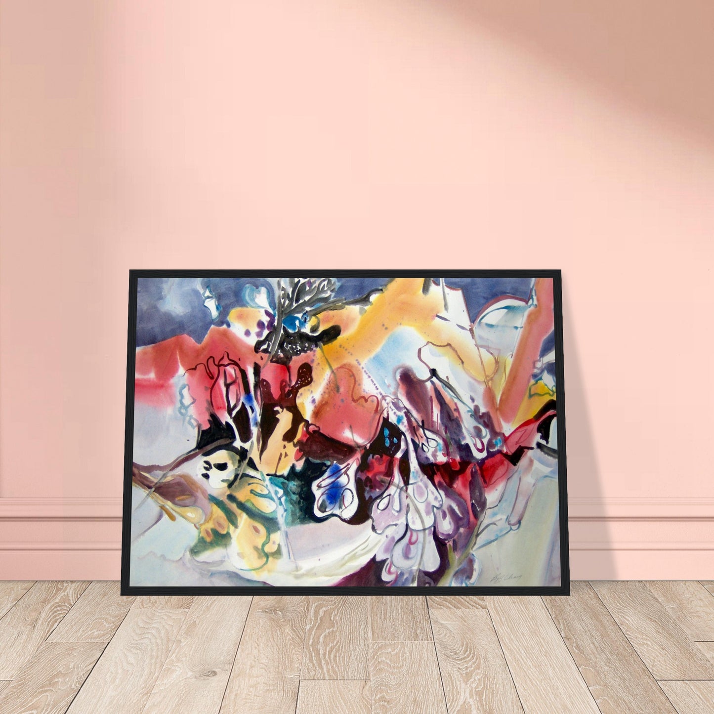 'Floral Fantasy' Abstract I 20x28 inch Wooden Framed Art Print I Original Artwork by American Artist Barbara Cleary