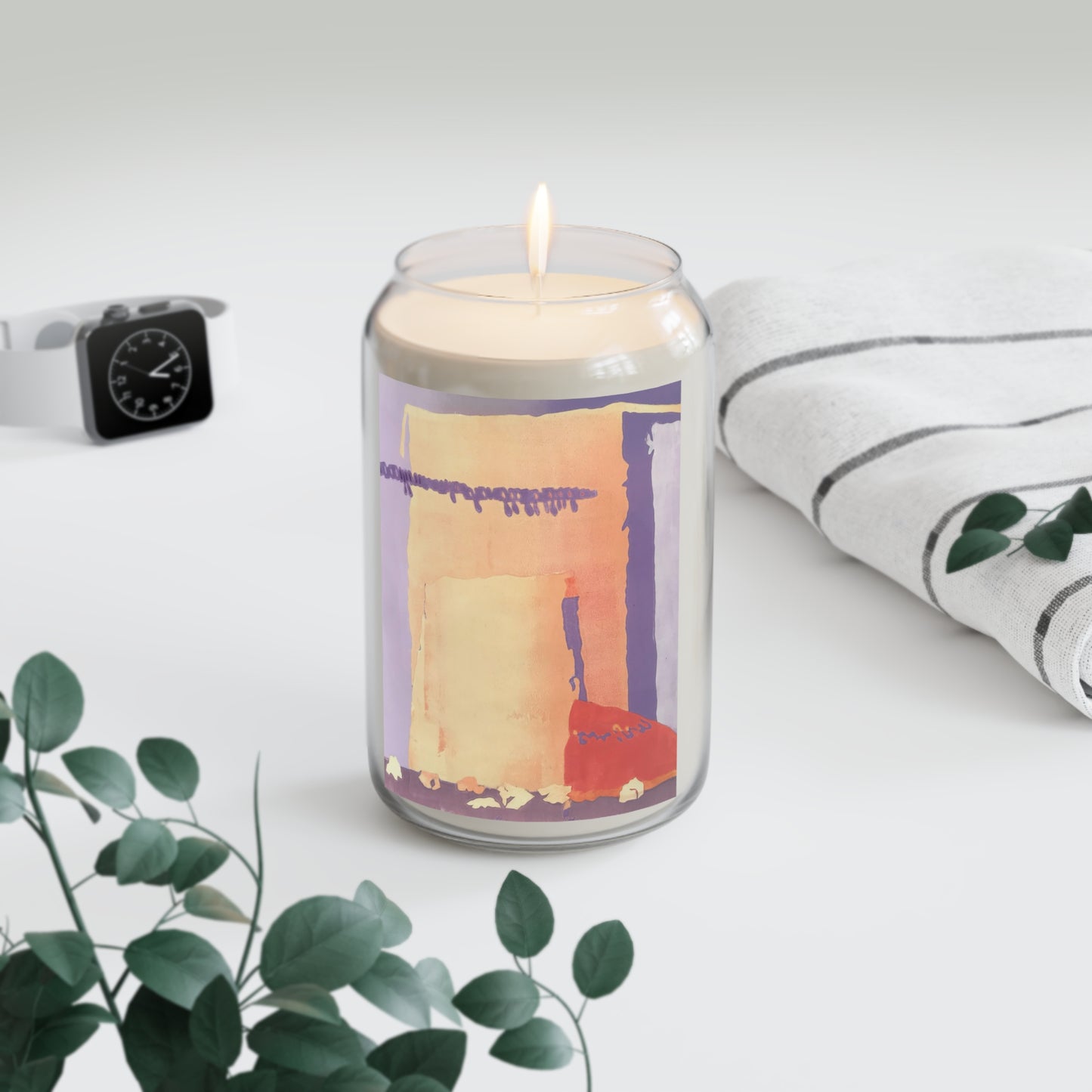 13.75oz Eco-Friendly Scented or Unscented Soy Wax Candle Jar with 'Spirit of the Southwest' Abstract Artwork by American Artist Barbara Cleary