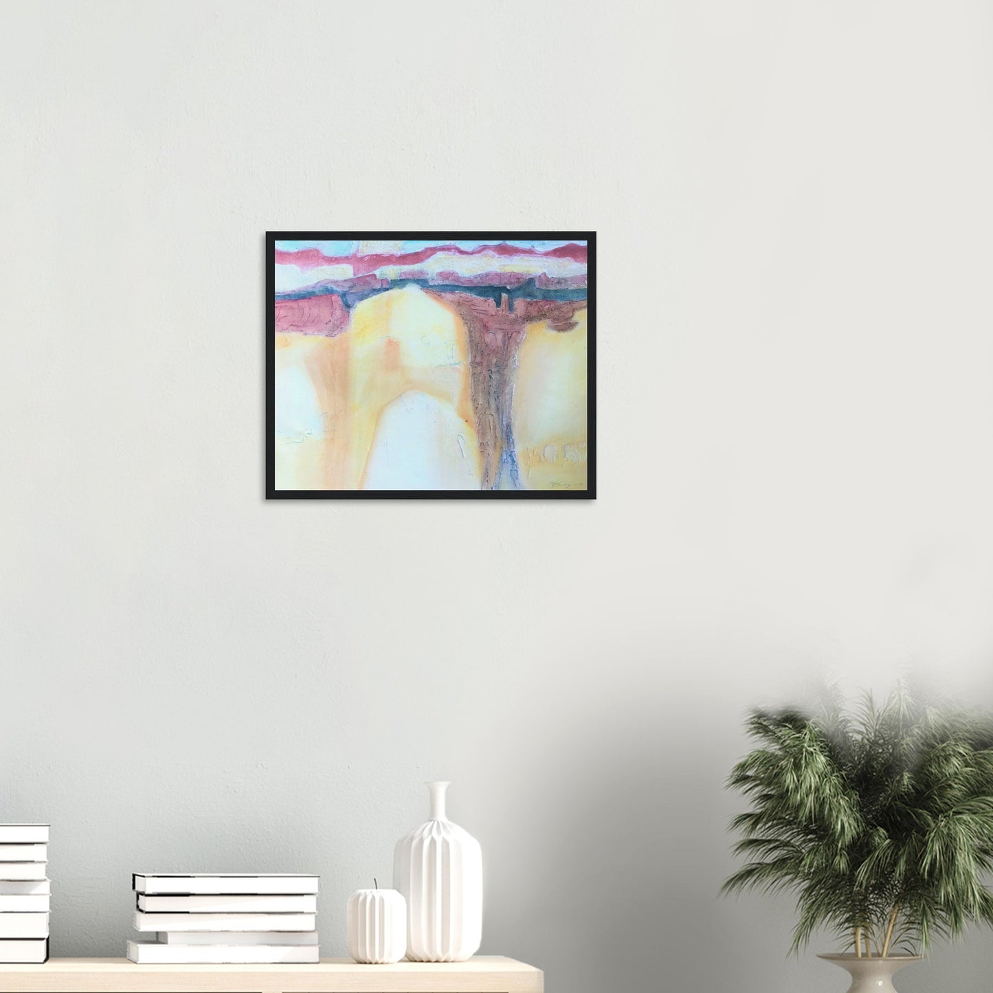 'Southwest Mixed Media' Abstract I 16x20 inch Wooden Framed Art Print I Original Artwork by American Artist Barbara Cleary