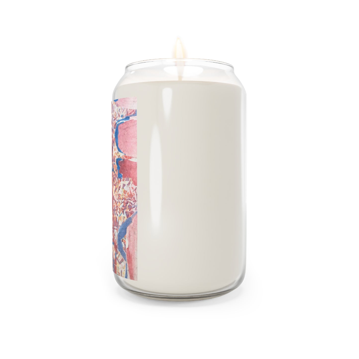 13.75oz Eco-Friendly Scented or Unscented Soy Wax Candle Jar with 'Abstract Fusion' Abstract Artwork by American Artist Barbara Cleary