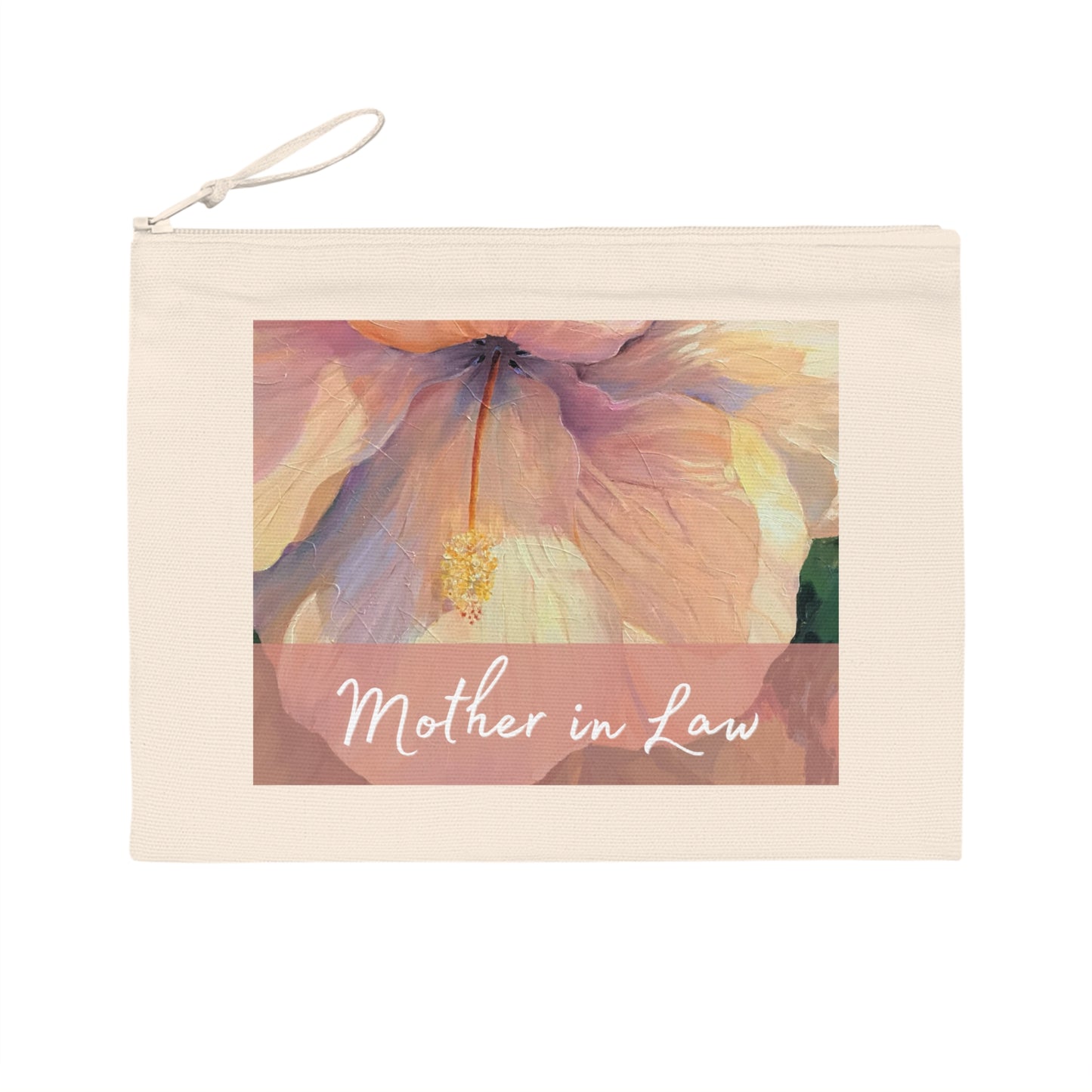 'Mother in Law' Eco-Friendly Pouch I Bridal Collection I with 'Hibiscus' Original Artwork by American Artist Barbara Cleary