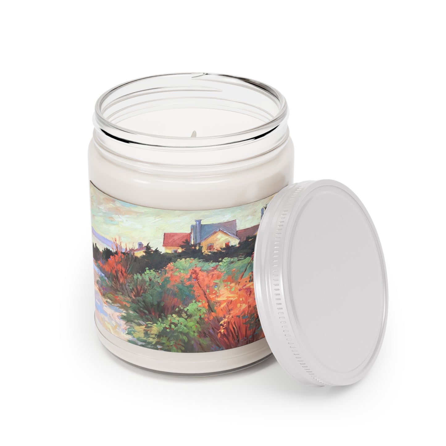 9oz Eco-Friendly Scented or Unscented Soy Wax Candle Jar with 'Crest View' Artwork by American Artist Barbara Cleary (Fall Collection)