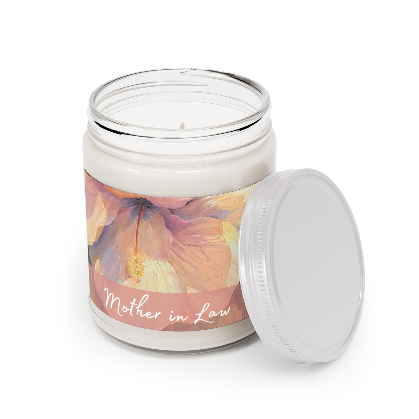 'Mother in Law' 9oz Eco-Friendly Soy Wax Candle Jar I Bridal Collection with 'Hibiscus' Artwork by American Artist Barbara Cleary