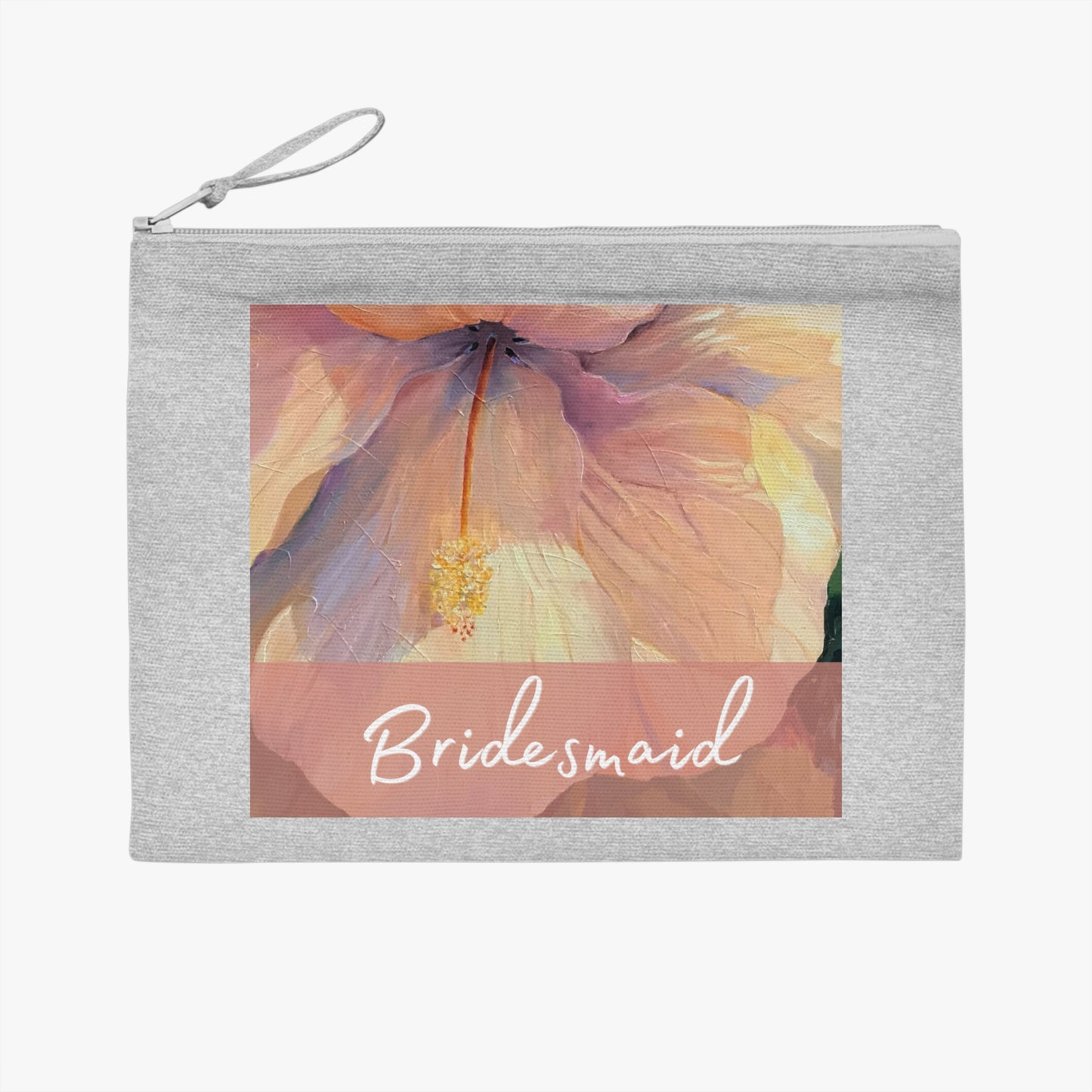 'Bridesmaid' Eco-Friendly Pouch I Bridal Collection I with 'Hibiscus' Original Artwork by American Artist Barbara Cleary