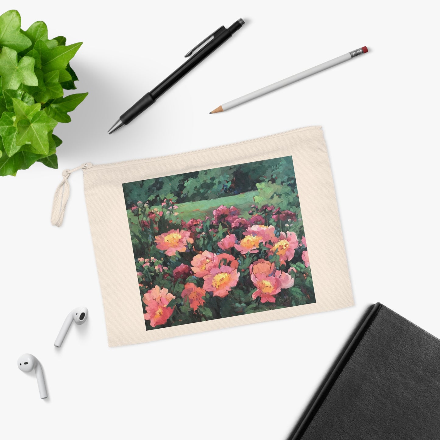 Eco-Friendly Pouch with 'Pink Princess' I Original Artwork by American Artist Barbara Cleary