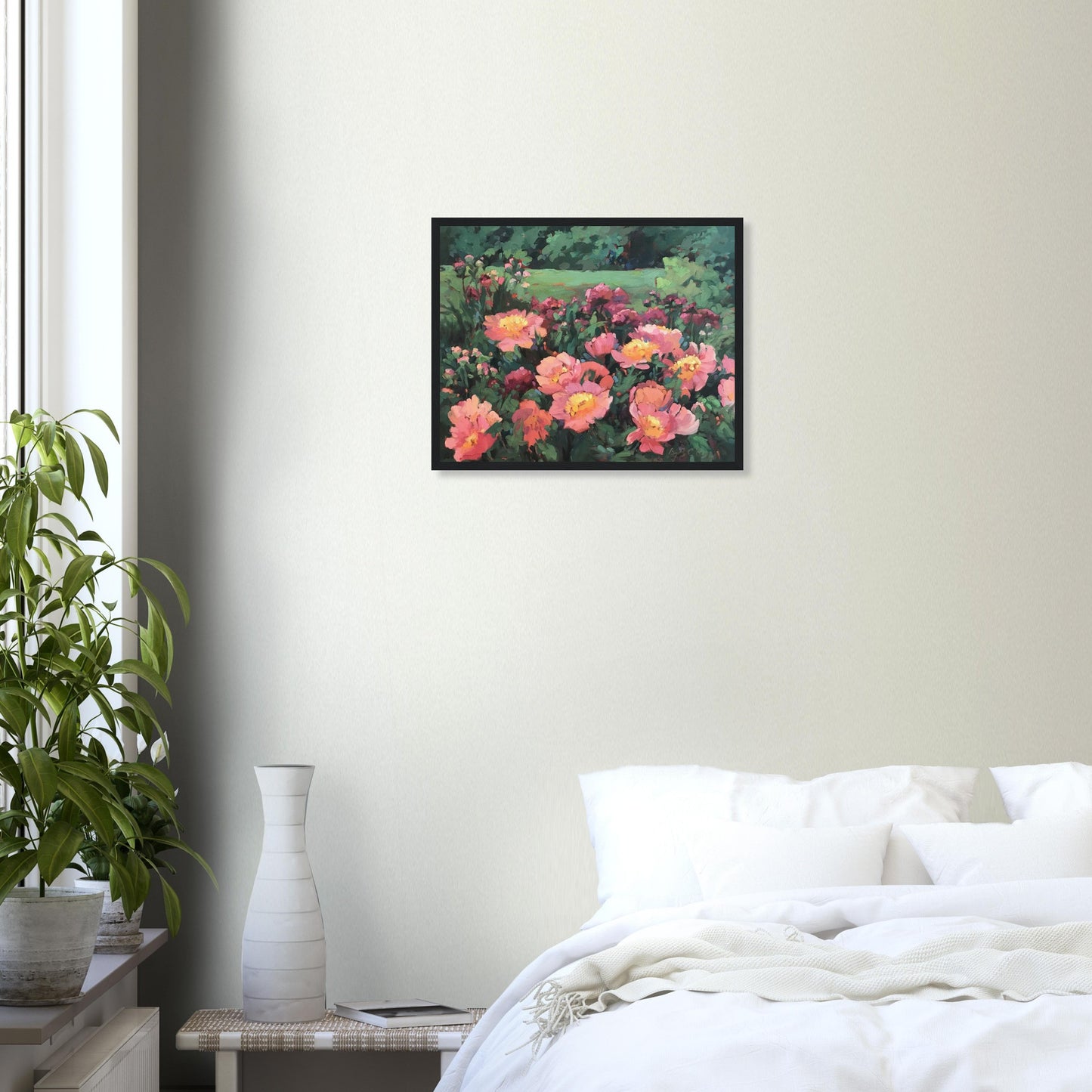 'Pink Princess' Floral | 16x20 inch Wooden Framed Art Print | Original Artwork by American Artist Barbara Cleary