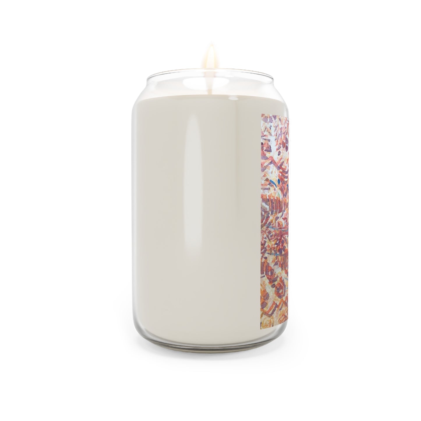 13.75oz Eco-Friendly Scented or Unscented Soy Wax Candle Jar with 'Abstract Fusion' Abstract Artwork by American Artist Barbara Cleary