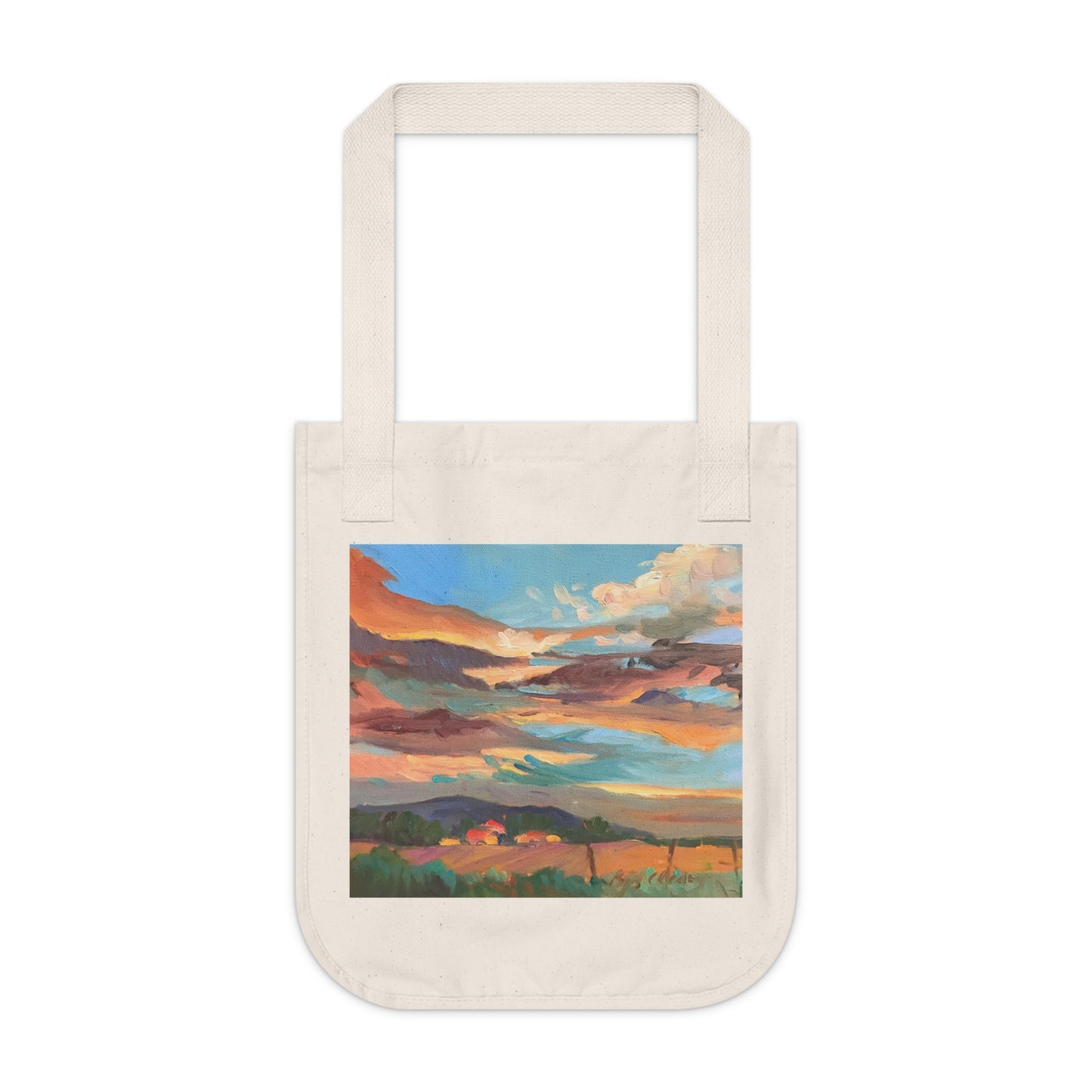 Organic Canvas Tote Bag with 'Fall Sky' I Original Artwork by American Artist Barbara Cleary (Fall Collection)