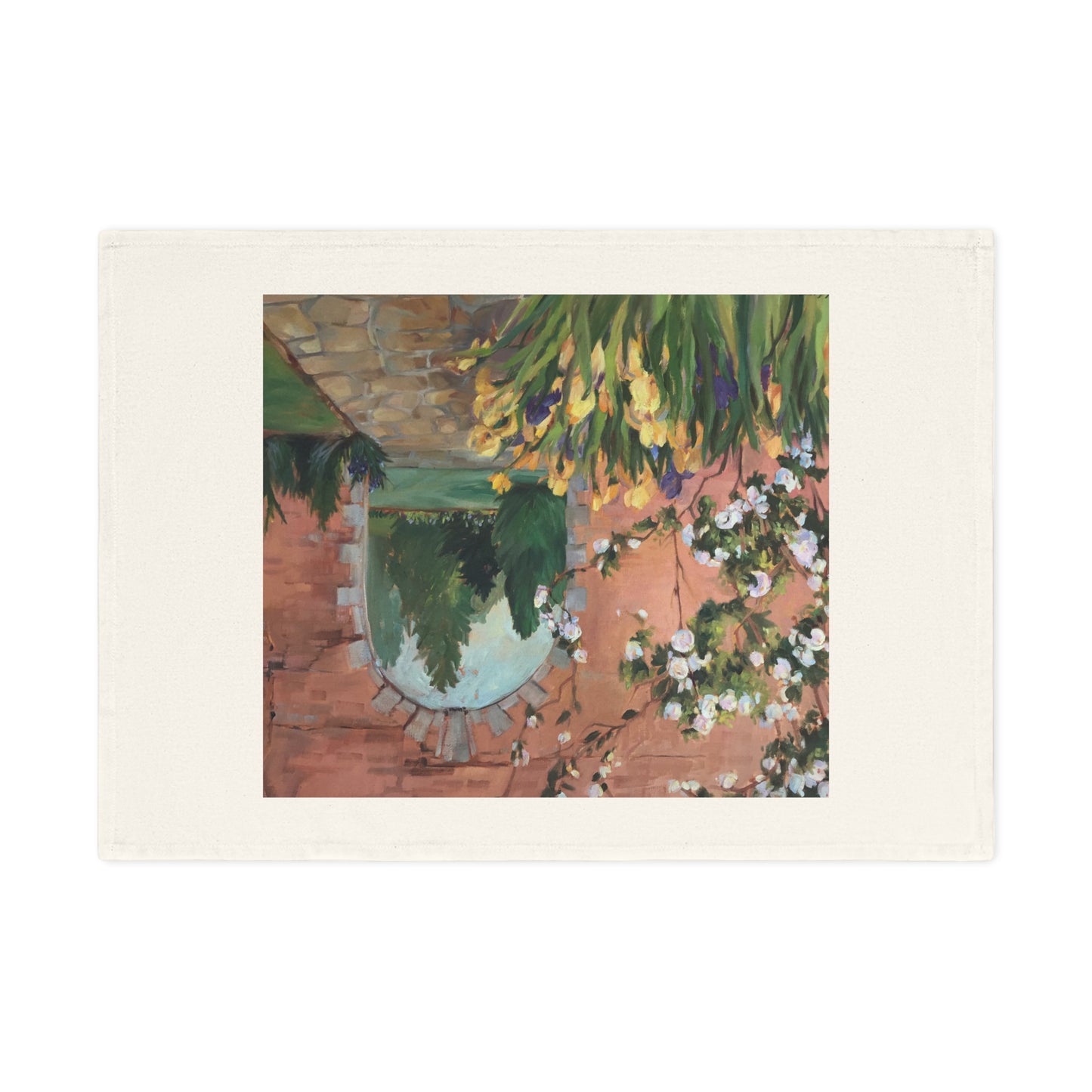 'Inner Garden' Floral Cotton Tea Towel I Original Artwork by American Artist Barbara Cleary | Barbara Cleary Designs