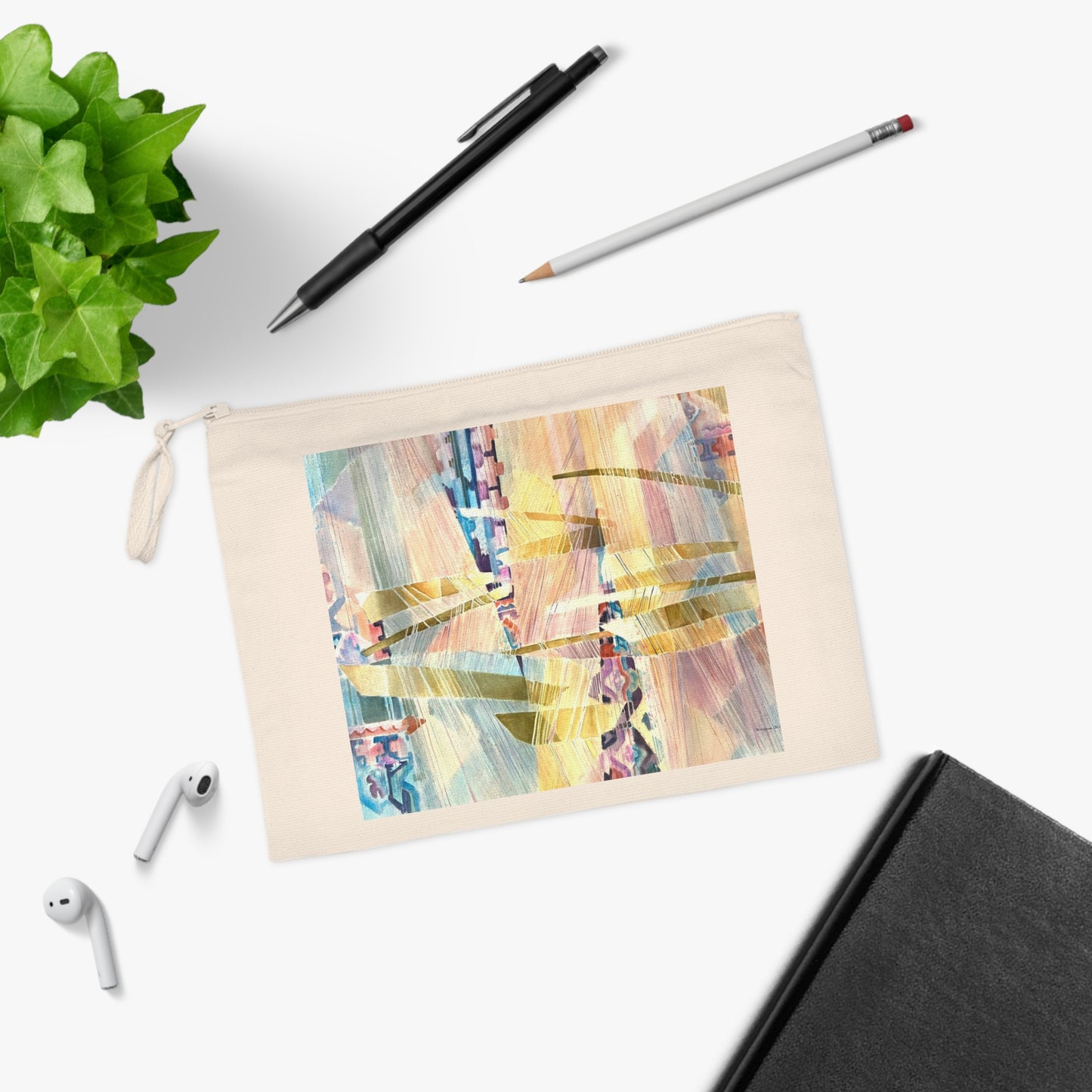 Eco-Friendly Pouch with 'Loom Series' Abstract I Original Artwork by American Artist Barbara Cleary