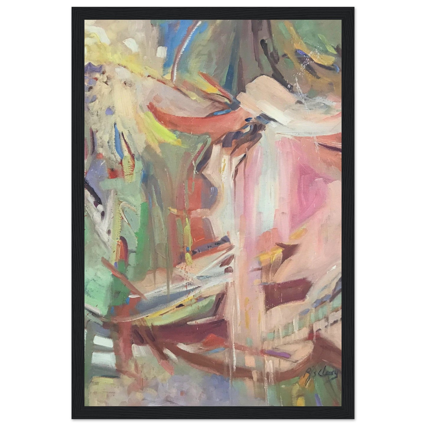 'All Seasons' Abstract I 12x18 inch Wooden Framed Art Print I Original Artwork by American Artist Barbara Cleary