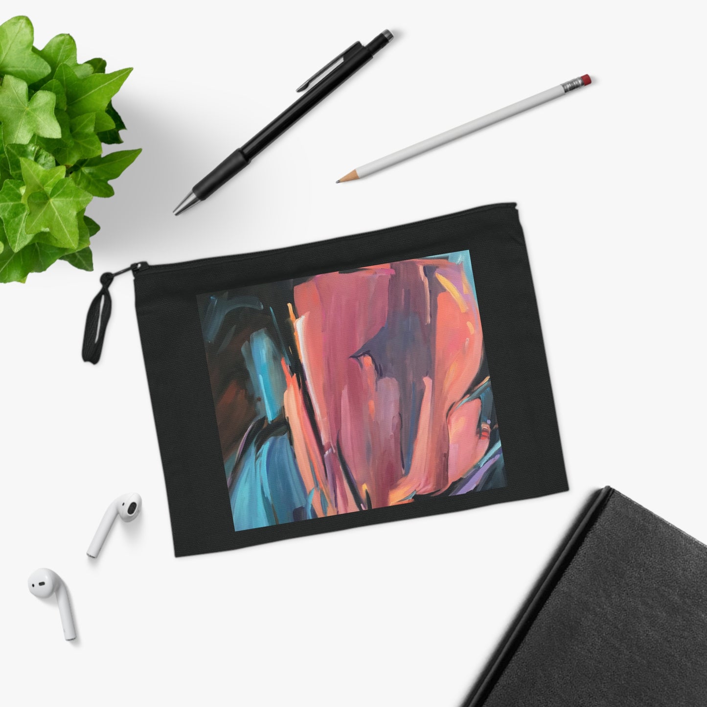 Eco-Friendly Pouch with 'Colorscape' Abstract I Original Artwork by American Artist Barbara Cleary
