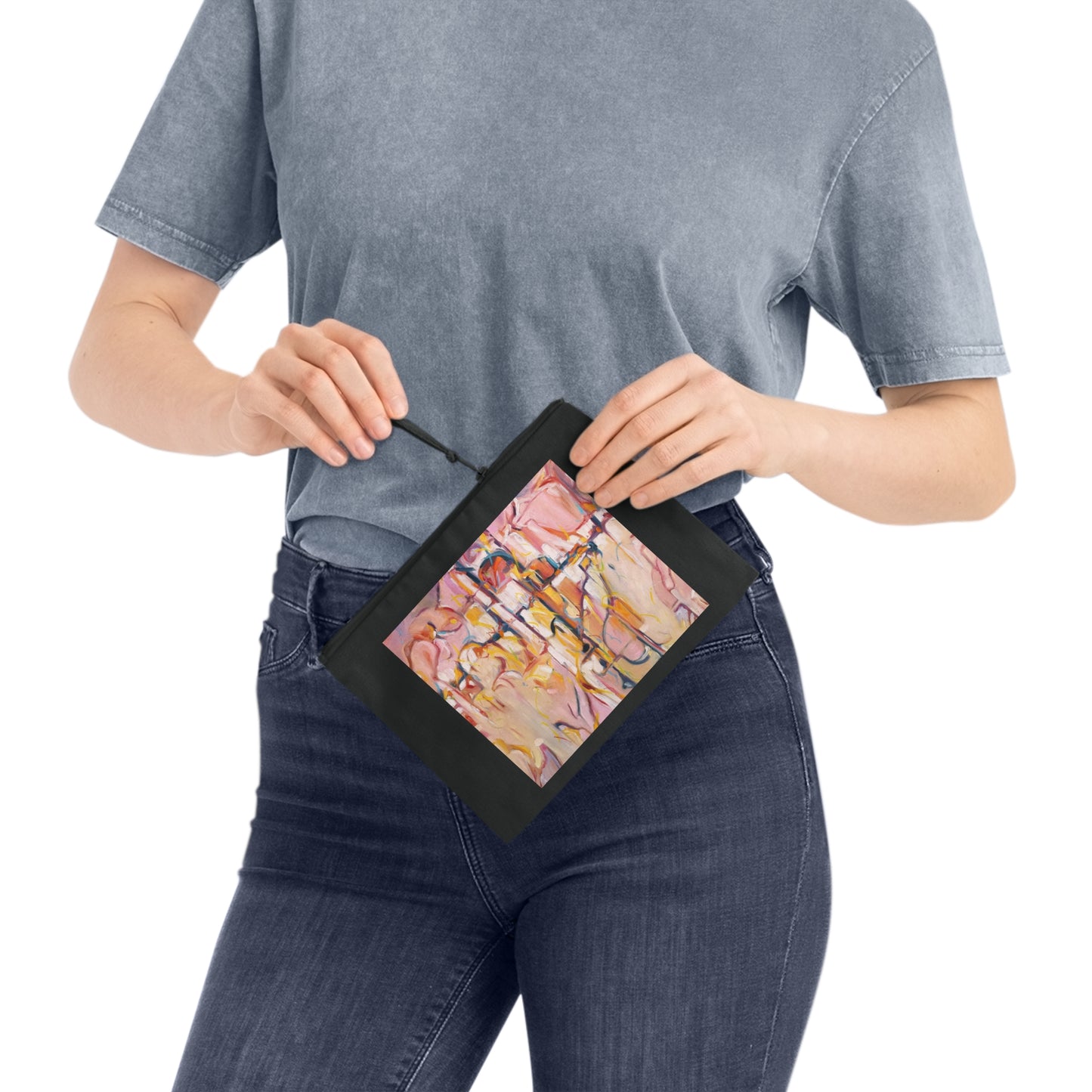 Eco-Friendly Pouch with 'Abstract Pueblo' Abstract I Original Artwork by American Artist Barbara Cleary