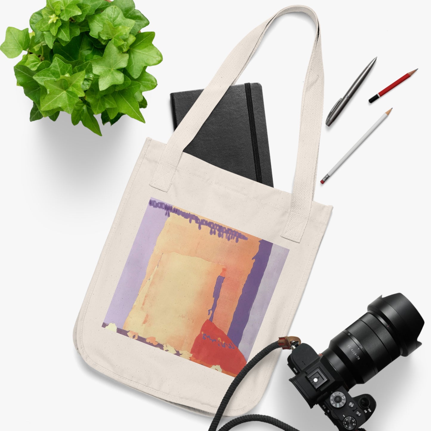 Organic Canvas Tote Bag with 'Spirit of the Southwest' Abstract I Original Artwork by American Artist Barbara Cleary