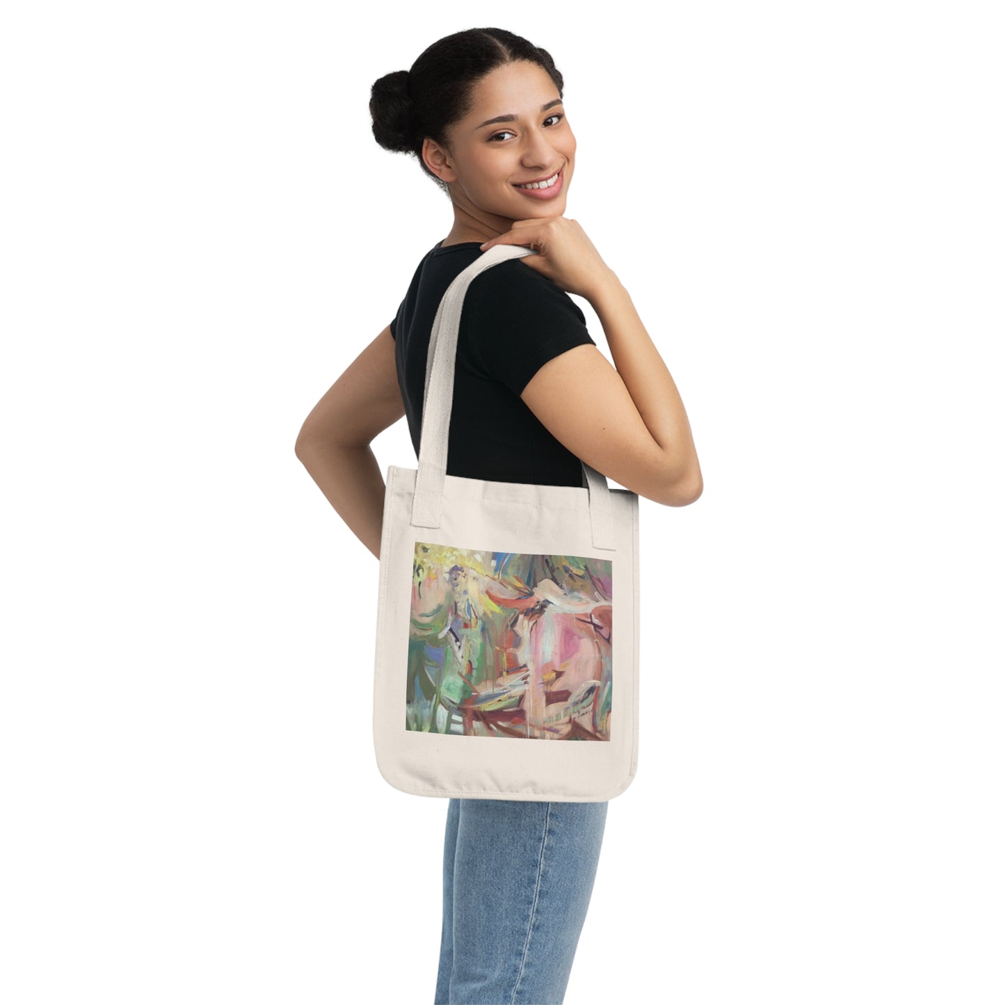 Organic Canvas Tote Bag with 'All Seasons' I Original Artwork by American Artist Barbara Cleary