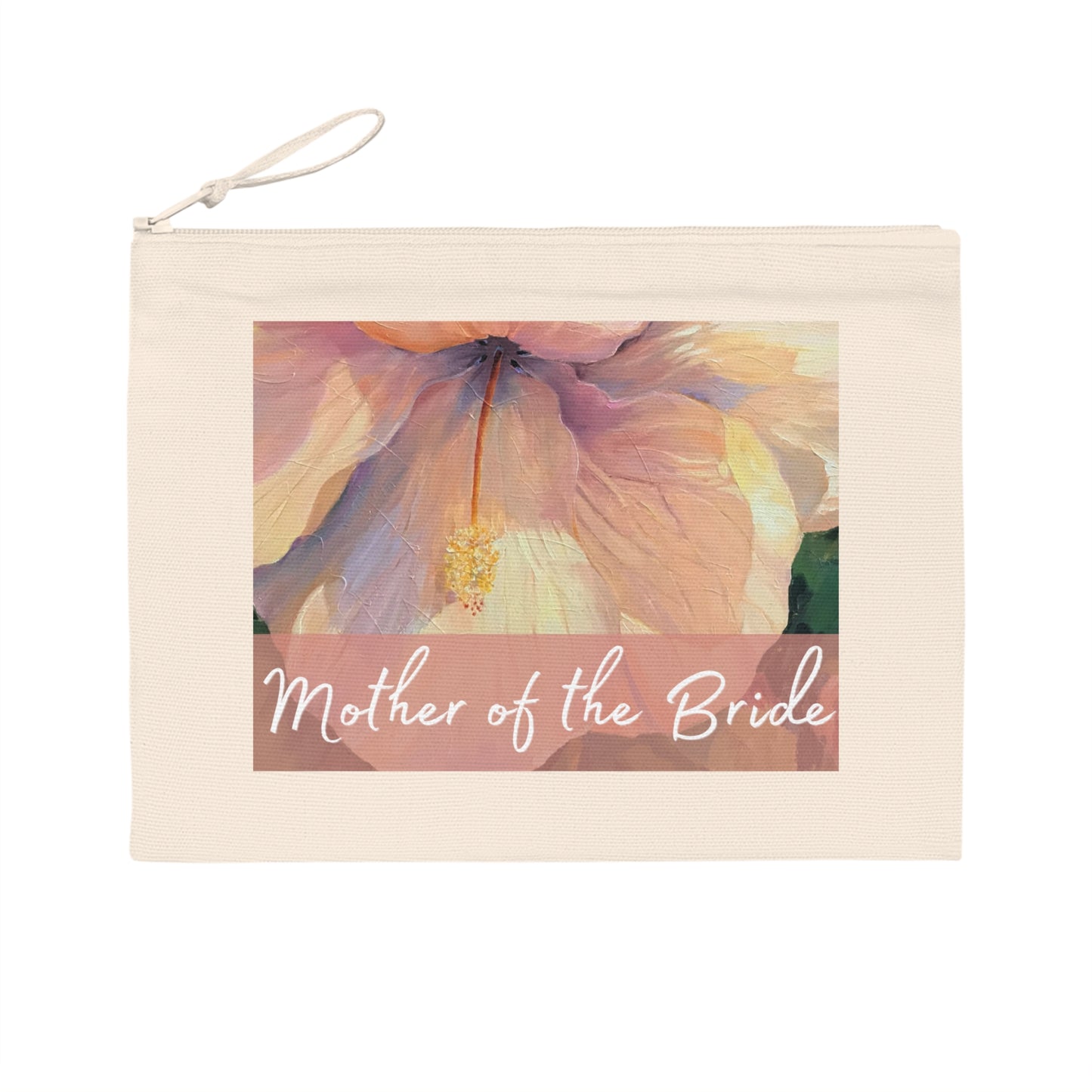 'Mother of the Bride' Eco-Friendly Pouch I Bridal Collection I with 'Hibiscus' Original Artwork by American Artist Barbara Cleary