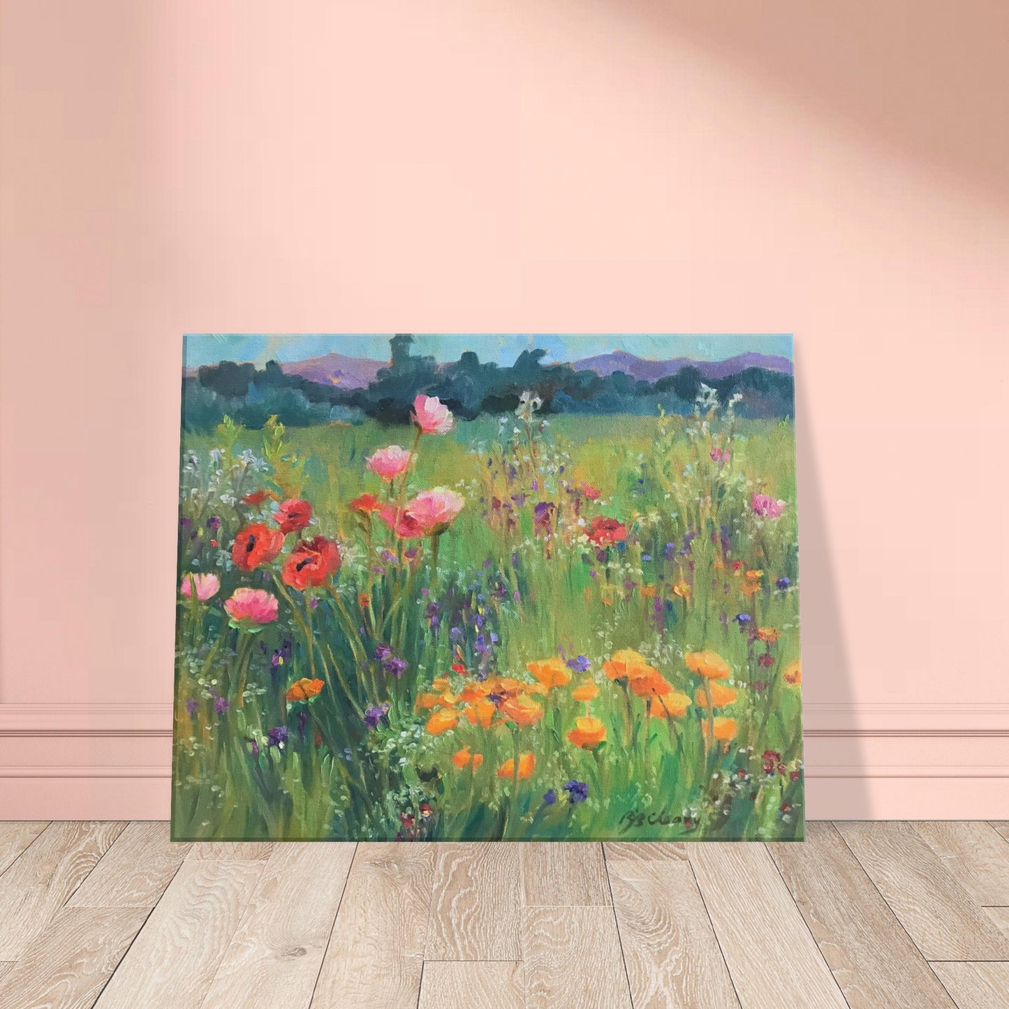 'Field of Poppies' Floral I 16x20 inch Art Print on Canvas I Original Artwork by American Artist Barbara Cleary