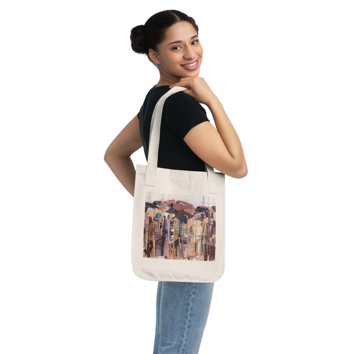 Organic Canvas Tote Bag with 'San Fransisco De Asis' I Original Artwork by American Artist Barbara Cleary