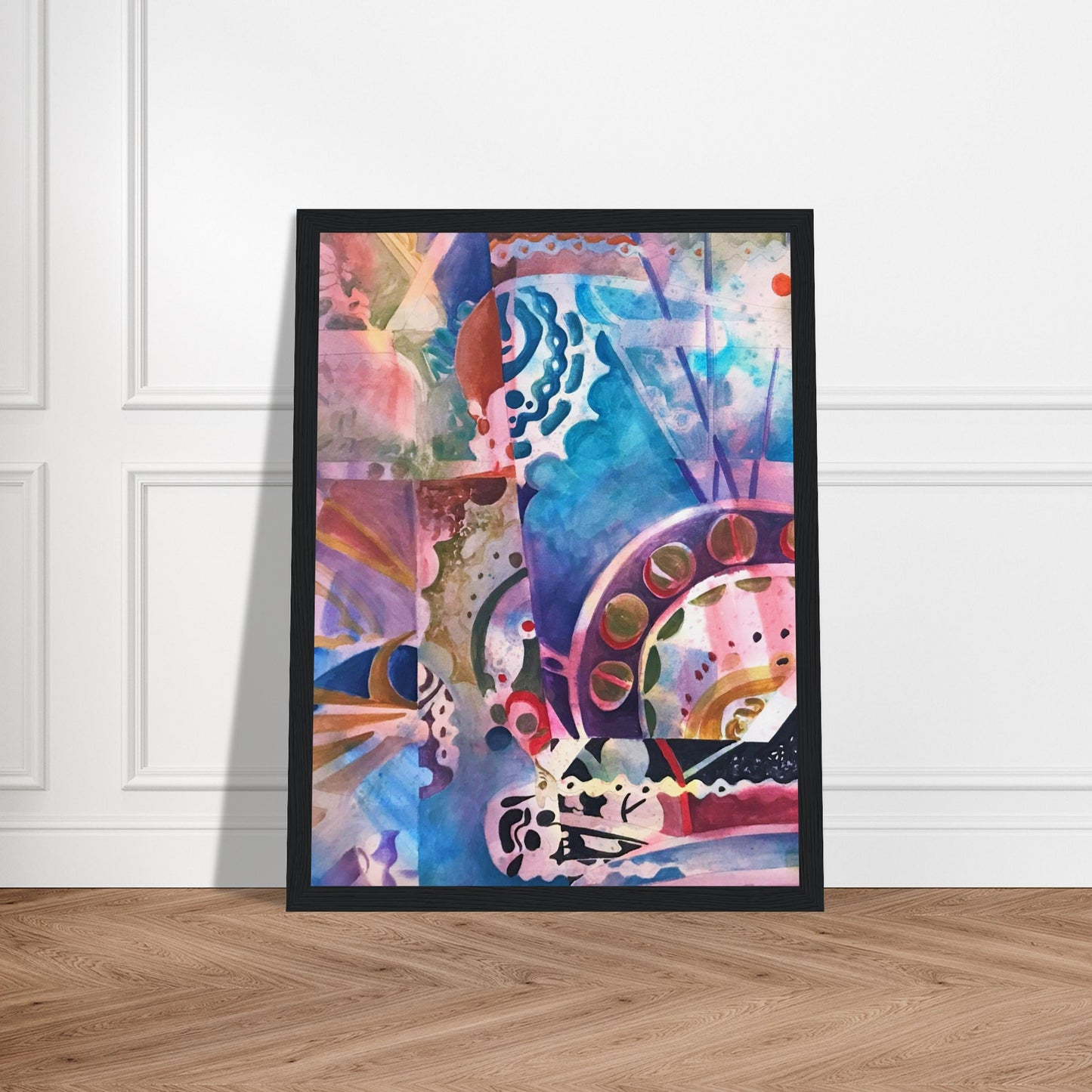 'Kaleidoscope' Abstract I 12x16 inch Wooden Framed Art Print I Original Artwork by American Artist Barbara Cleary