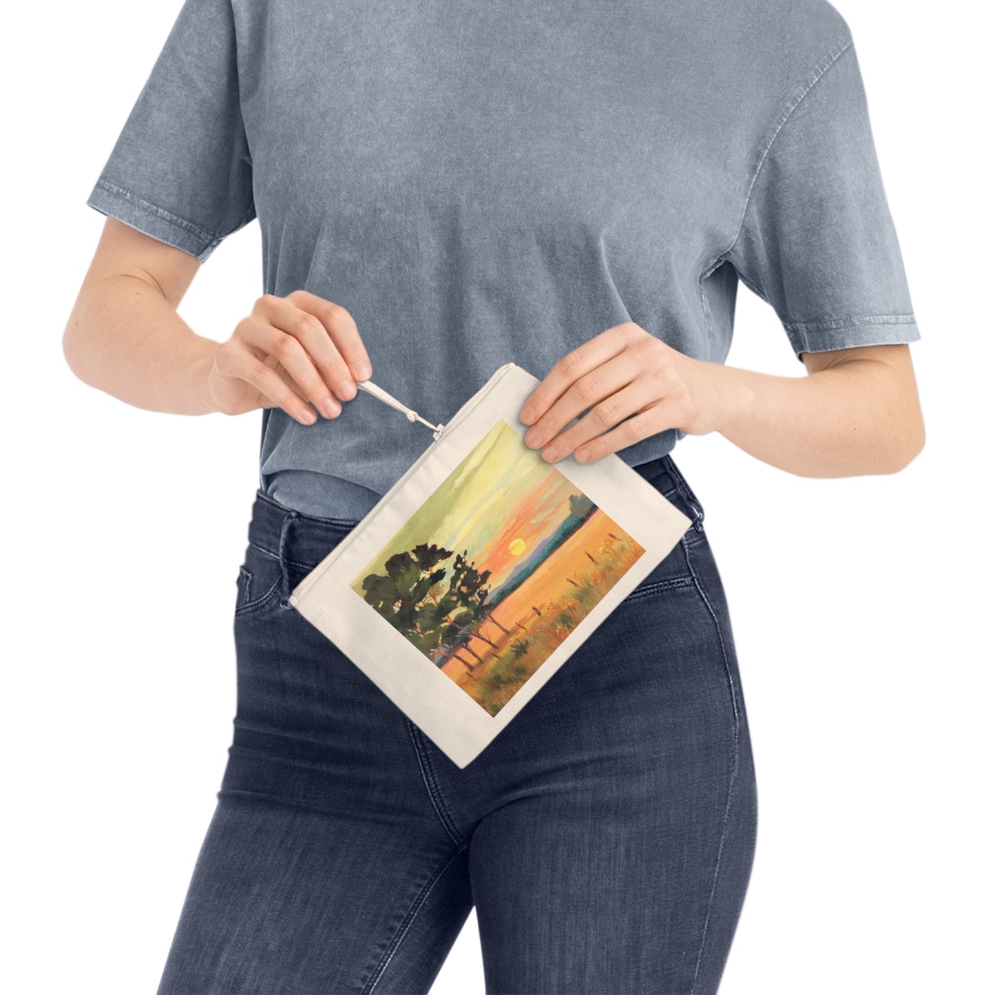 Eco-Friendly Pouch with 'Sunrise' I Original Artwork by American Artist Barbara Cleary