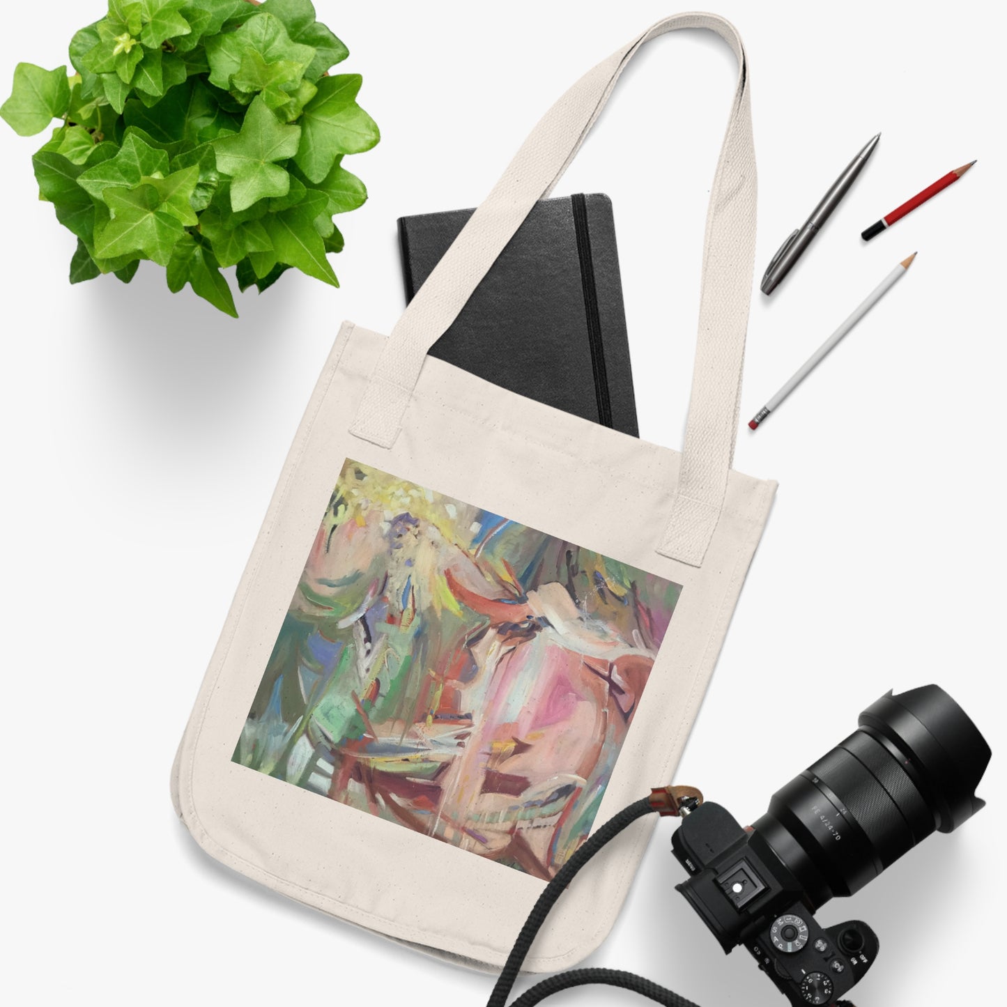 Organic Canvas Tote Bag with 'All Seasons' I Original Artwork by American Artist Barbara Cleary