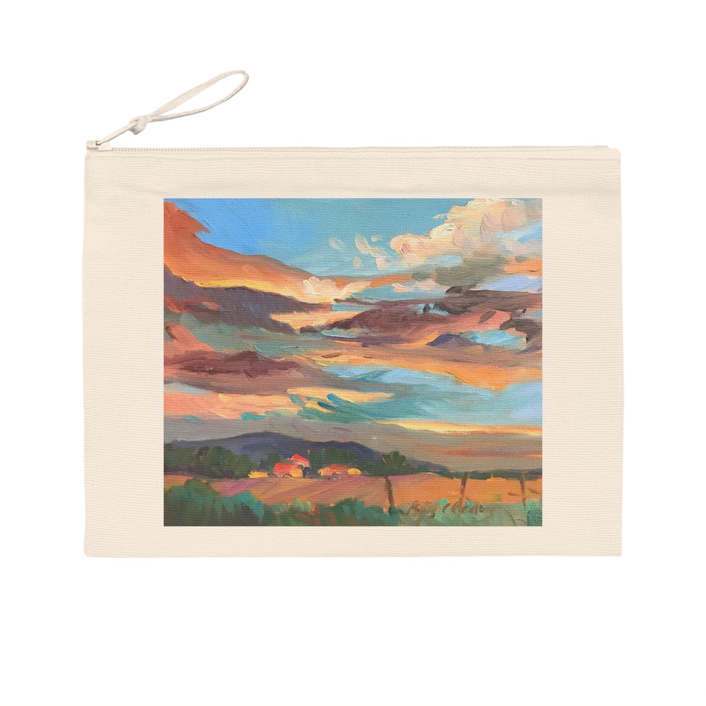Eco-Friendly Pouch with 'Fall Sky' I Original Artwork by American Artist Barbara Cleary (Fall Collection)