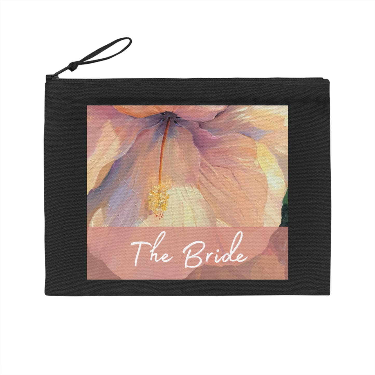 'Bride' Eco-Friendly Pouch I Bridal Collection I with 'Hibiscus' Original Artwork by American Artist Barbara Cleary