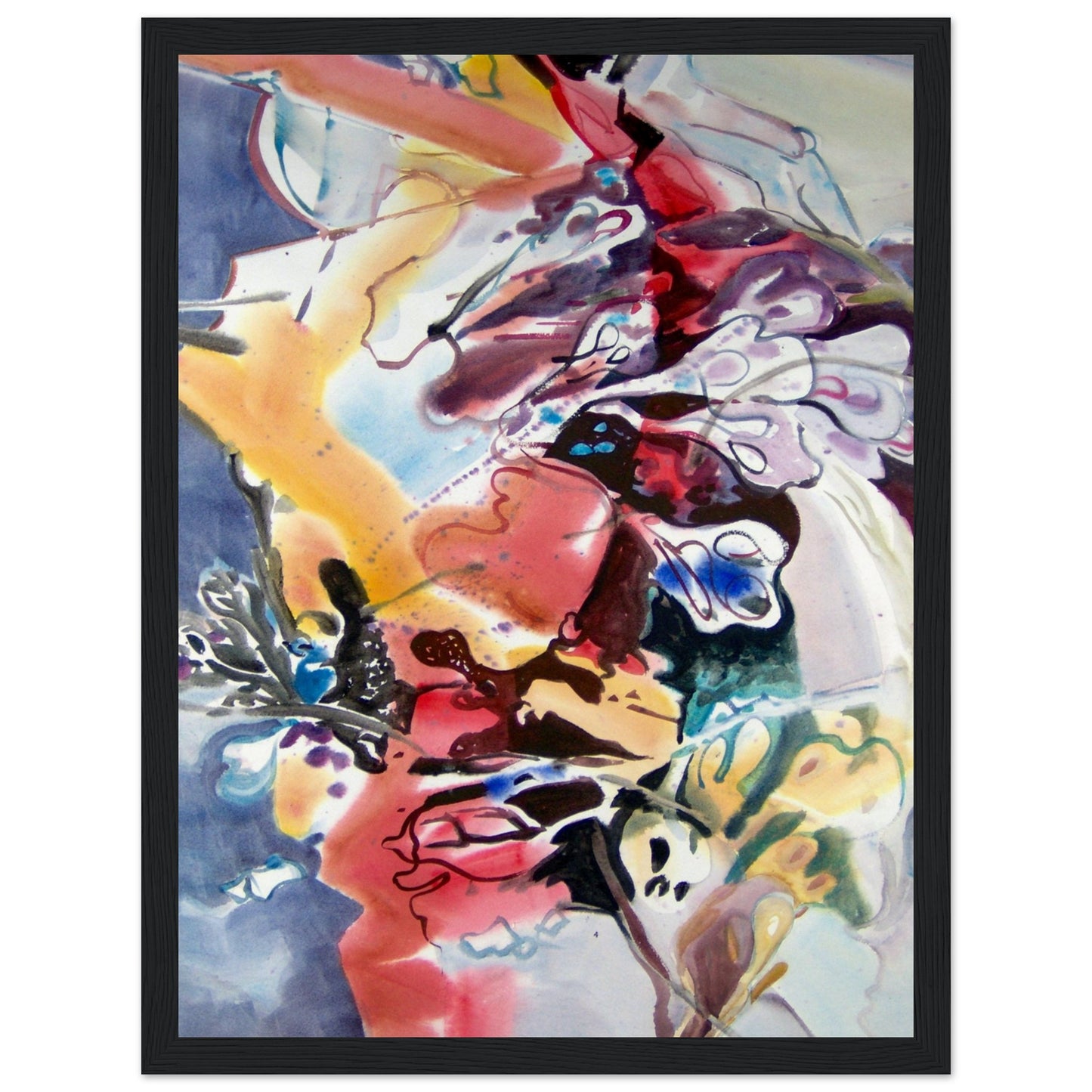 ‘Floral Fantasy' Abstract I 12x16 inch Wooden Framed Art Print I Original Artwork by American Artist Barbara Cleary