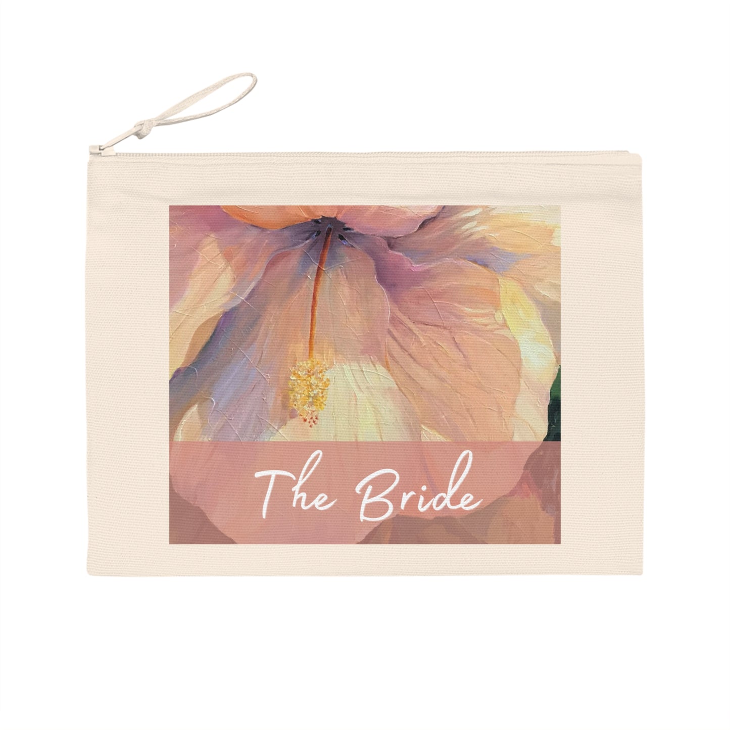 'Bride' Eco-Friendly Pouch I Bridal Collection I with 'Hibiscus' Original Artwork by American Artist Barbara Cleary