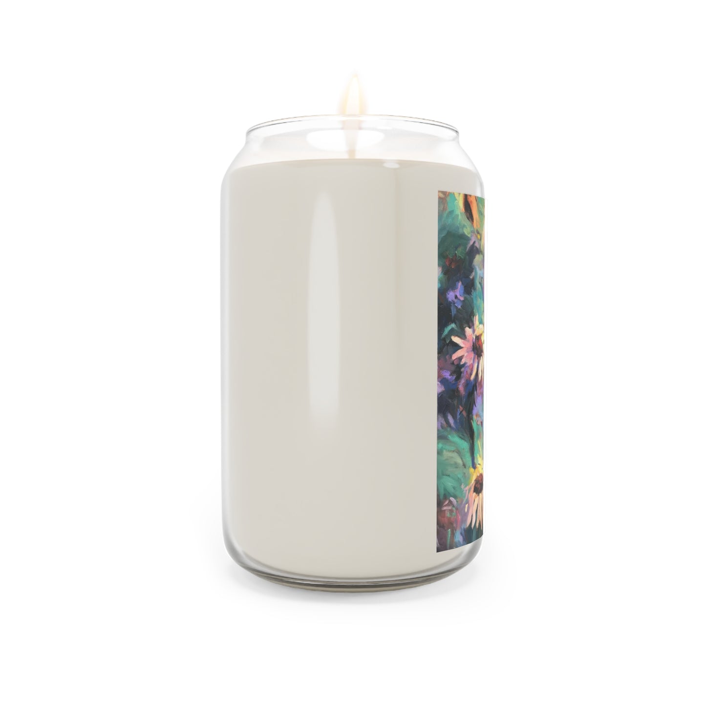 13.75oz Eco-Friendly Scented or Unscented Soy Wax Candle Jar with 'Eastern Light Wildflowers' Floral Artwork by American Artist Barbara Cleary