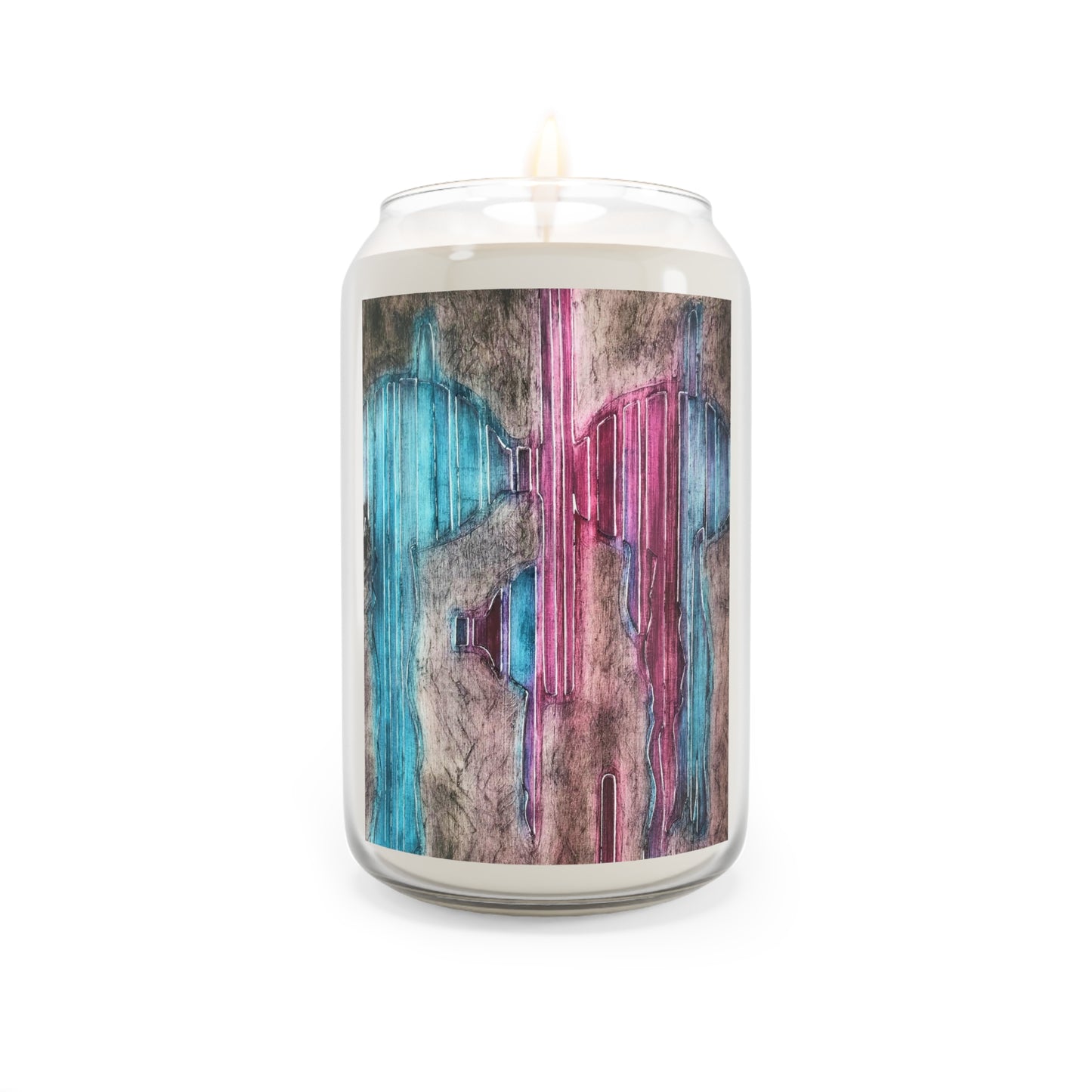 13.75oz Eco-Friendly Scented or Unscented Soy Wax Candle Jar with 'Crow's Blanket' Abstract Artwork by American Artist Barbara Cleary