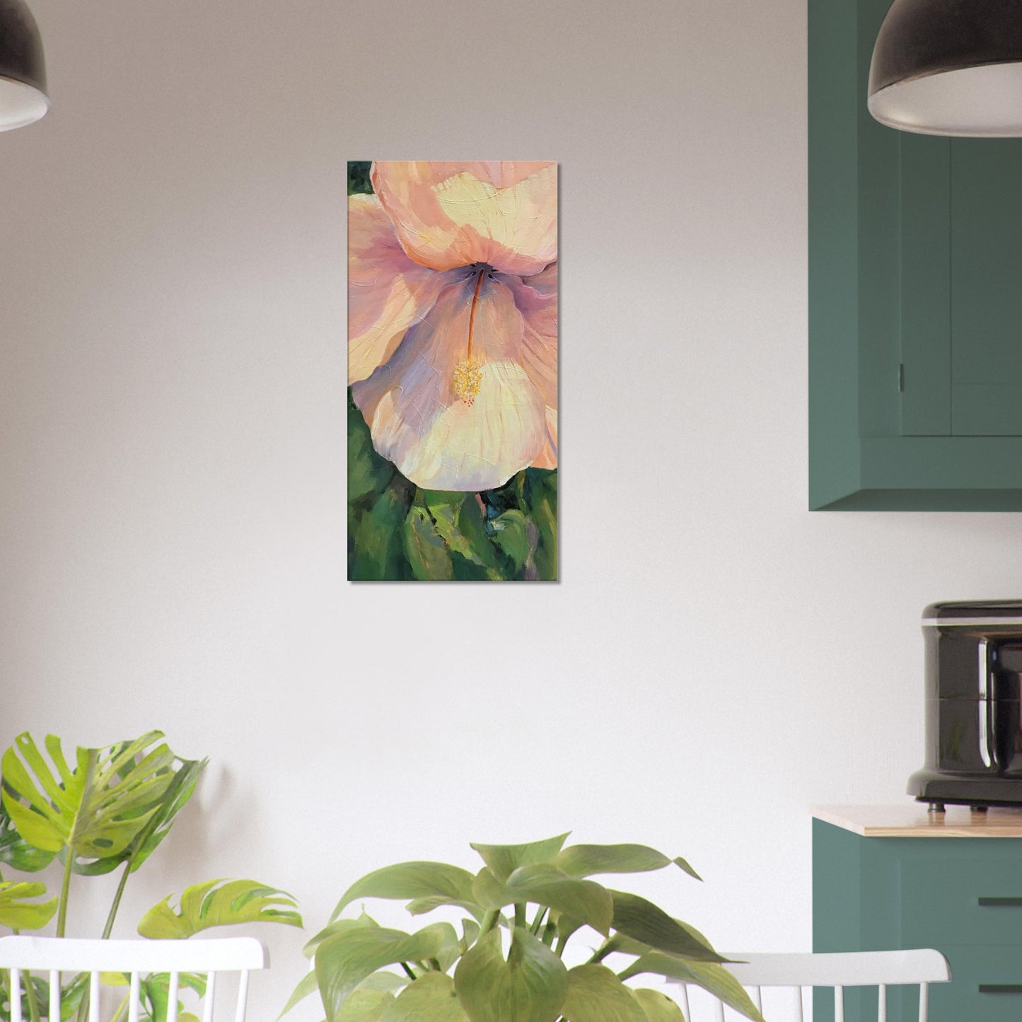 'Pink Hibiscus' Floral I 16x32 inch Art Print on Canvas I Original Artwork by American Artist Barbara Cleary | Barbara Cleary Designs