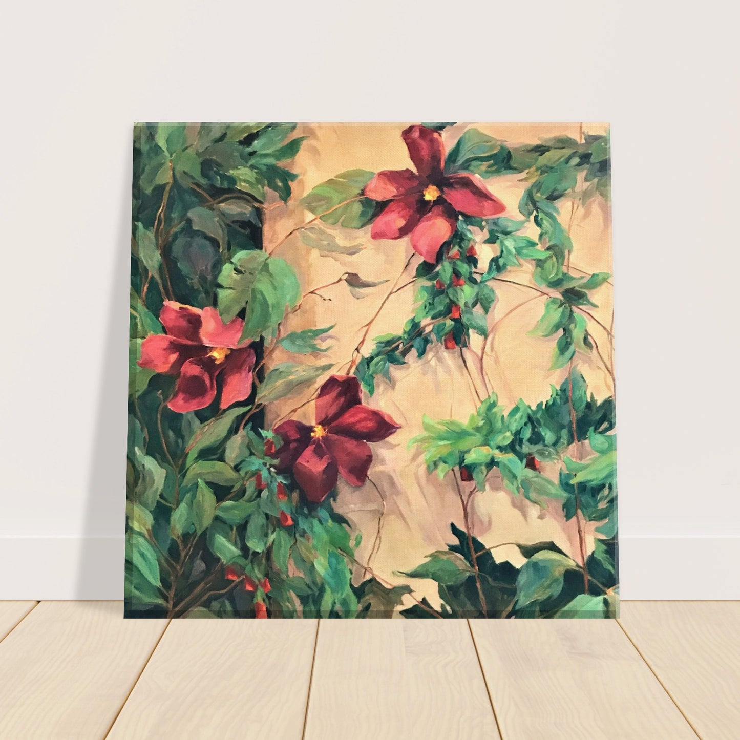 "Climatis" 8x8 inch Print on Canvas by Barbara Cleary Designs