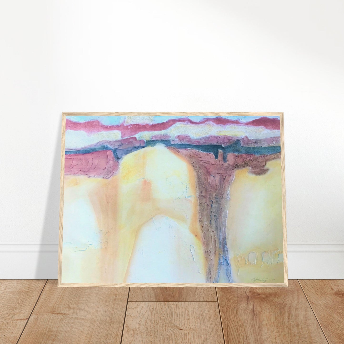 'Southwest Mixed Media' Abstract I 24x32 inch Wooden Framed Art Print I Original Artwork by American Artist Barbara Cleary