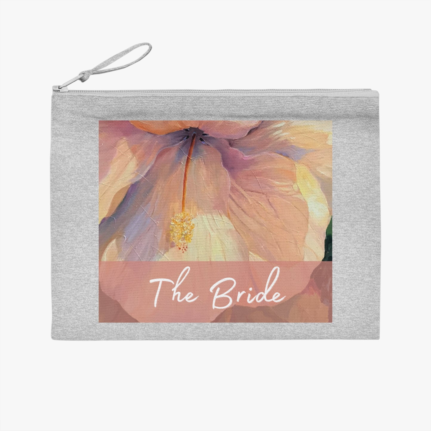 'Bride' Eco-Friendly Pouch I Bridal Collection I with 'Hibiscus' Original Artwork by American Artist Barbara Cleary