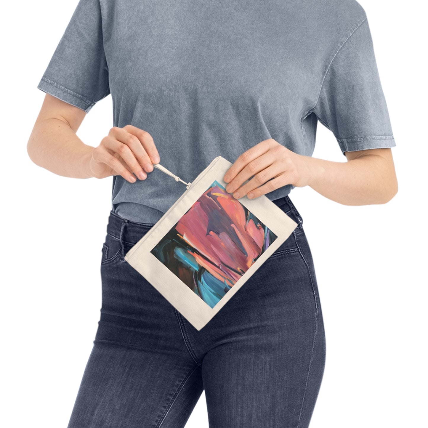 Eco-Friendly Pouch with 'Colorscape' Abstract I Original Artwork by American Artist Barbara Cleary