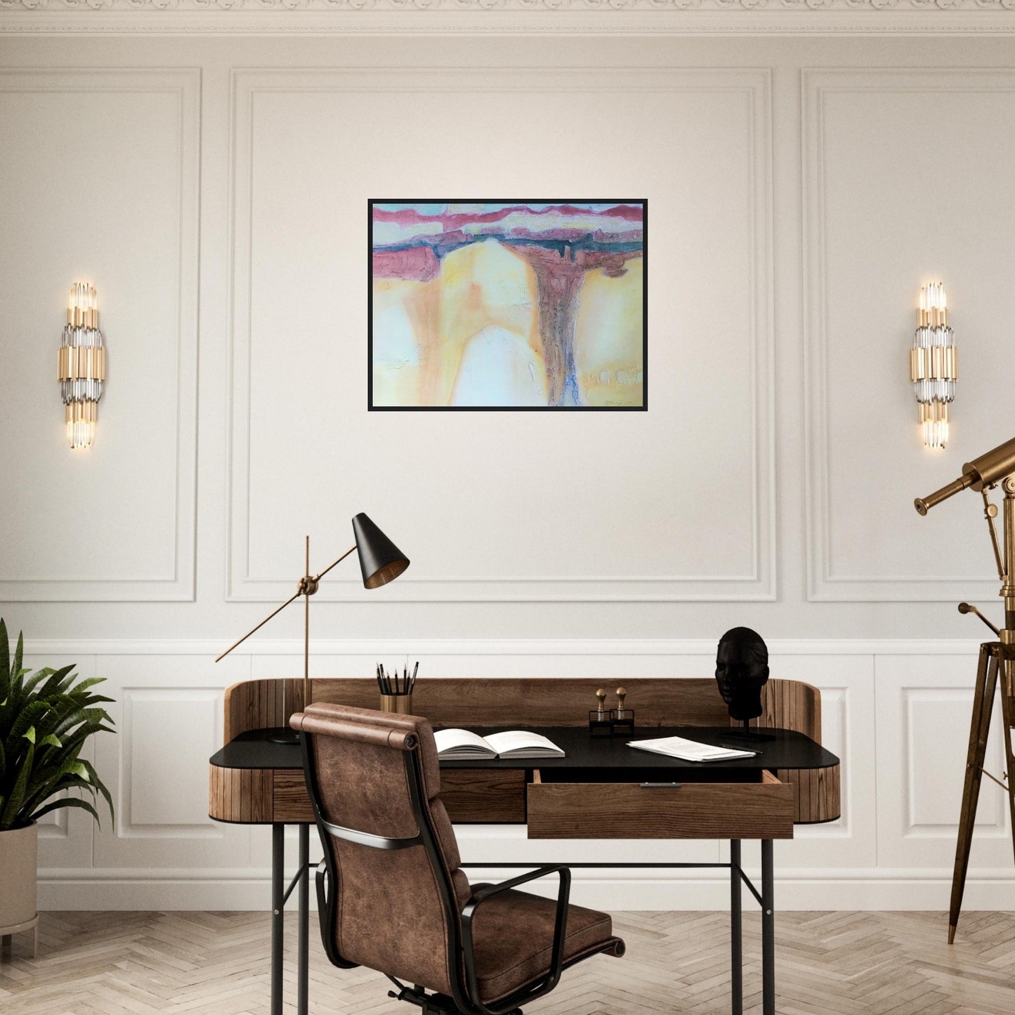 'Southwest Mixed Media' Abstract I 24x32 inch Wooden Framed Art Print I Original Artwork by American Artist Barbara Cleary