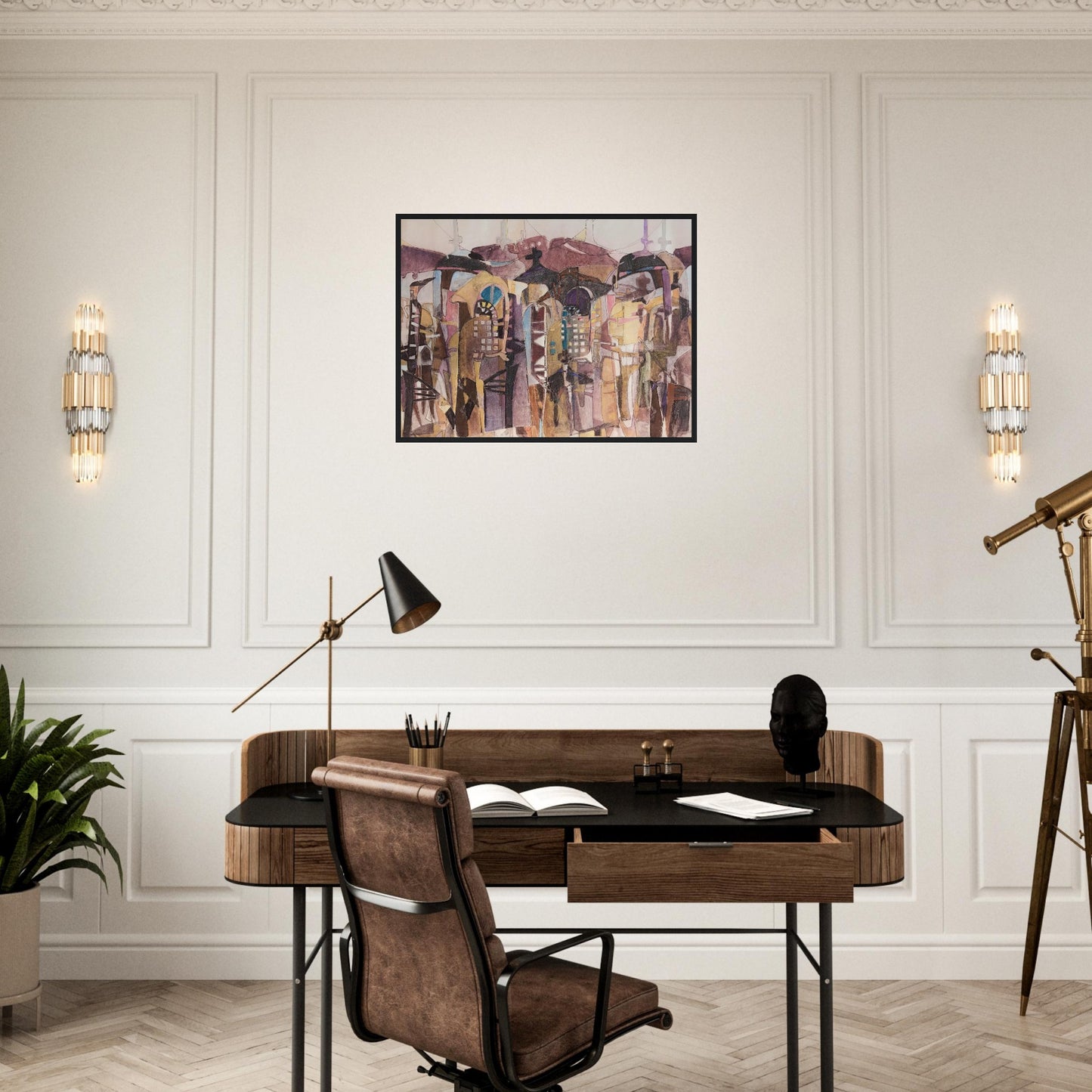 'San Francisco De Asis' Abstract I 24x32 inch Wooden Framed Art Print I Original Artwork by American Artist Barbara Cleary